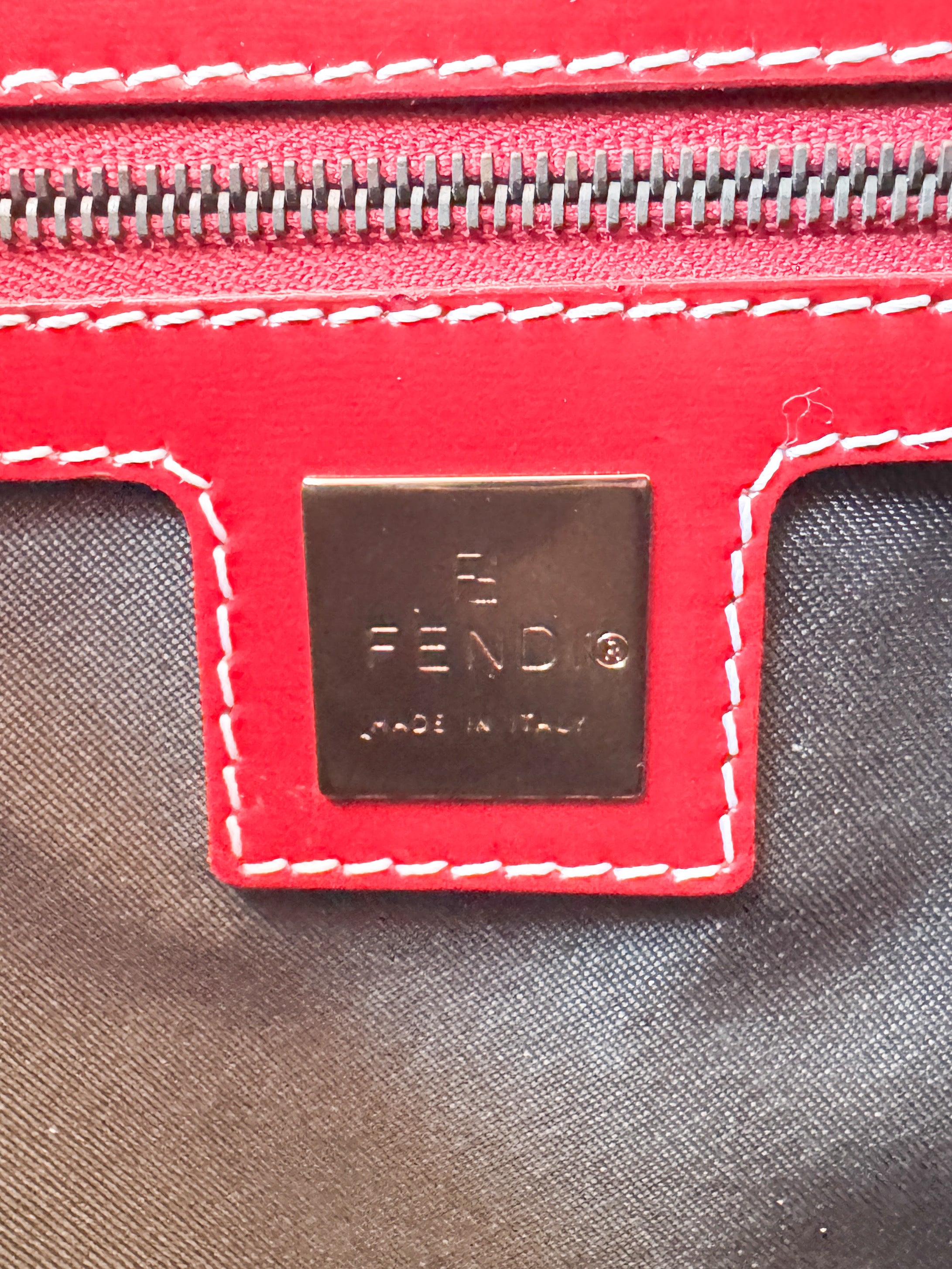 Fendi red leather zip top tote 22110 88N031 019