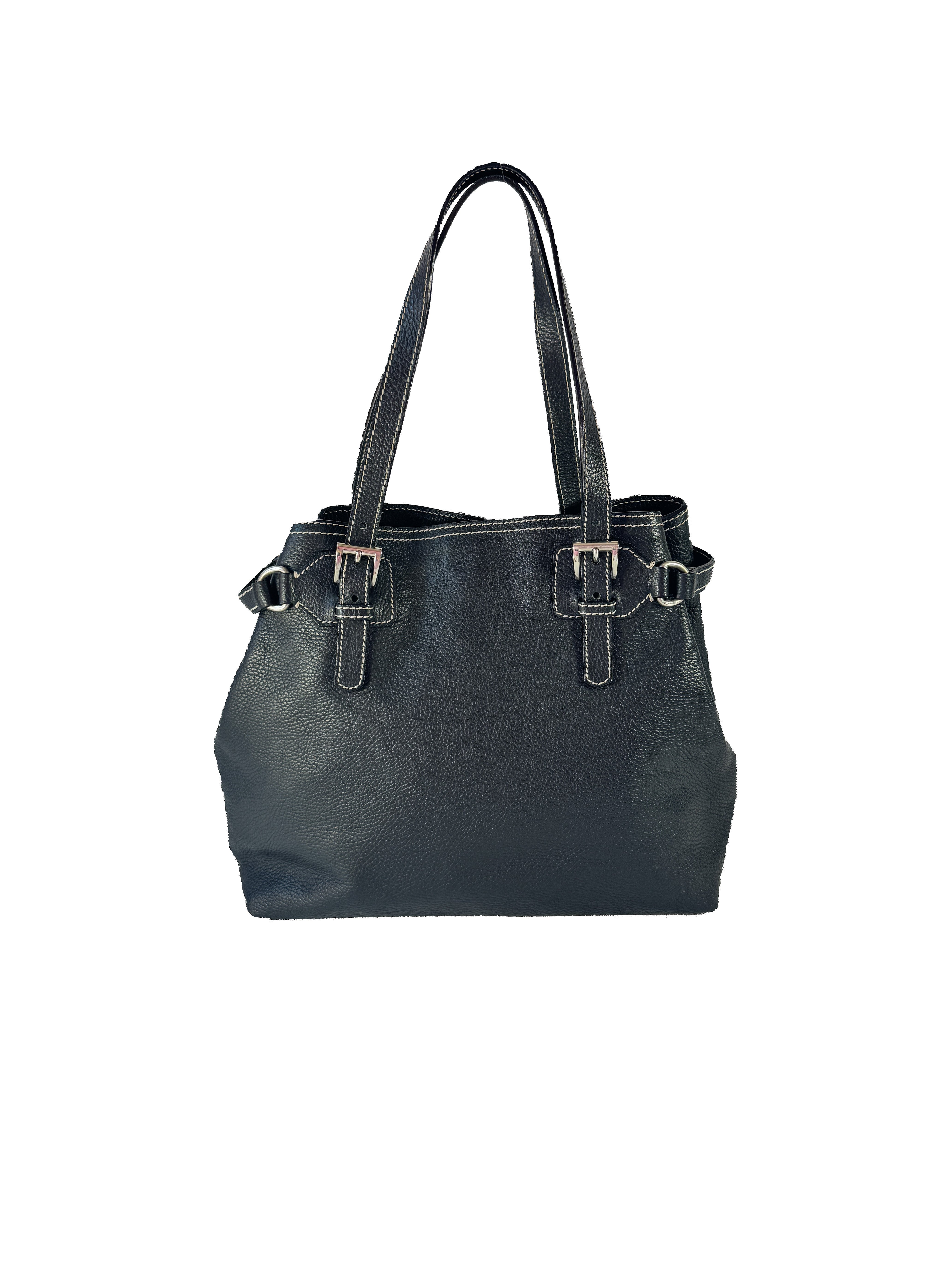 Prada black pebbled leather shoulder bag 6