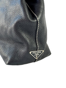 Prada black pebbled leather shoulder bag 6
