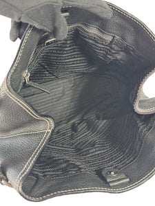 Prada black pebbled leather shoulder bag 6