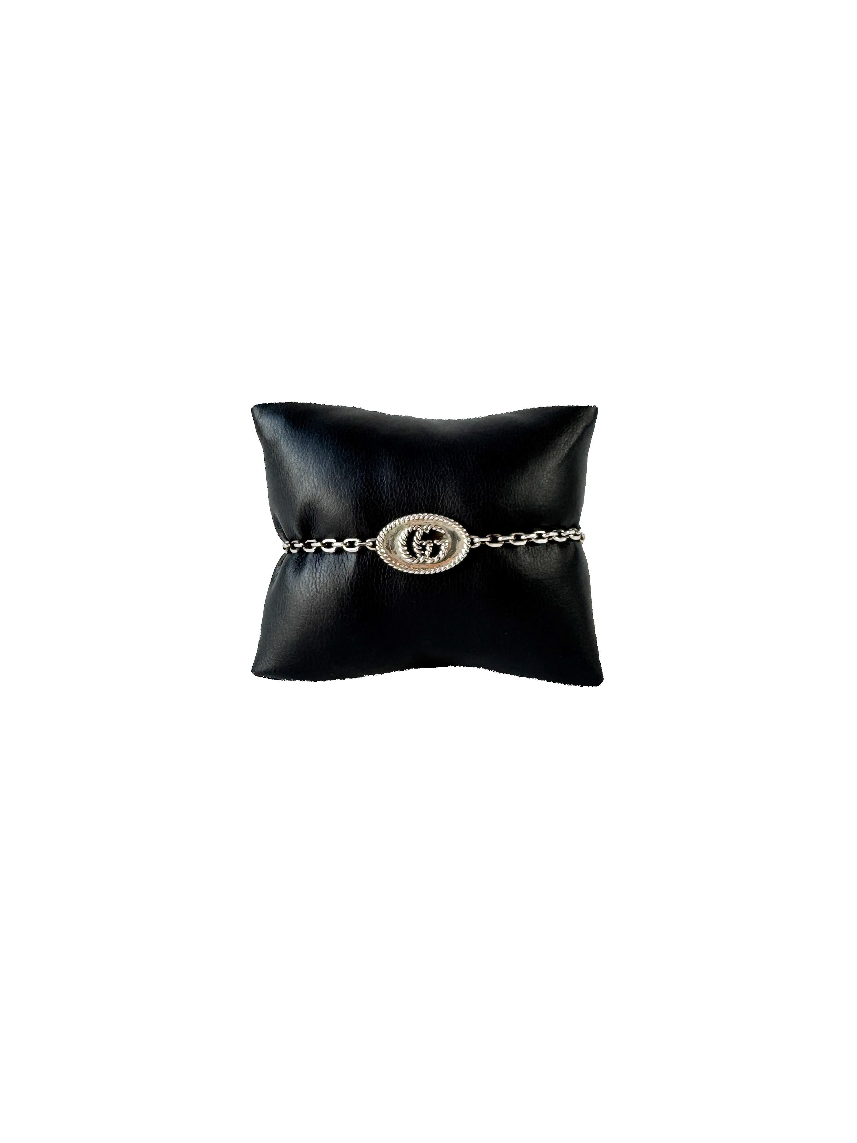 Gucci sterling silver torchon double G Marmont bracelet