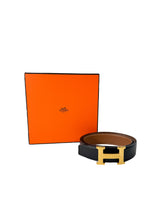 Hermès black/brown leather reversible Constance Martelee belt size 110 W