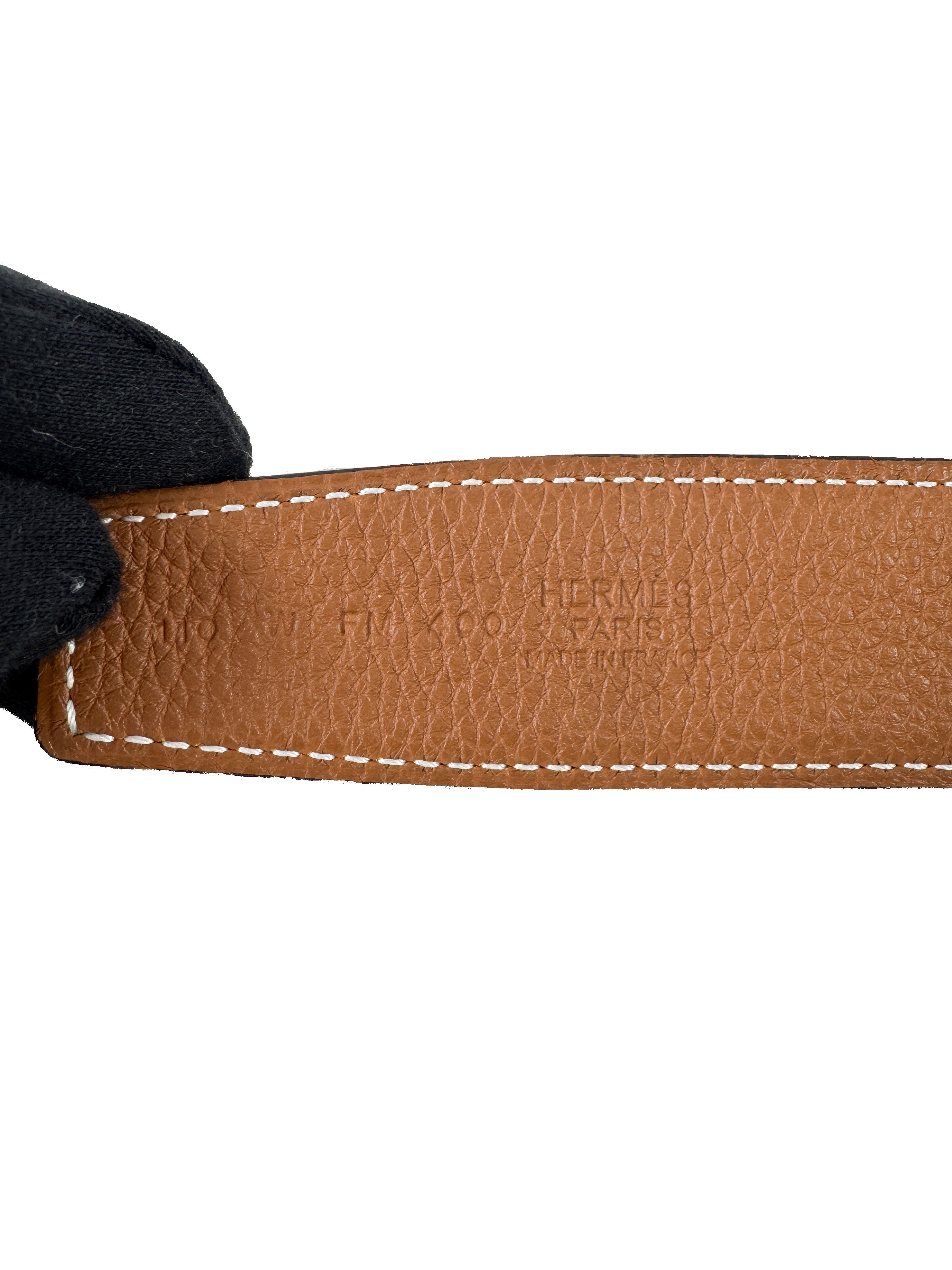 Hermès black/brown leather reversible Constance Martelee belt size 110 W