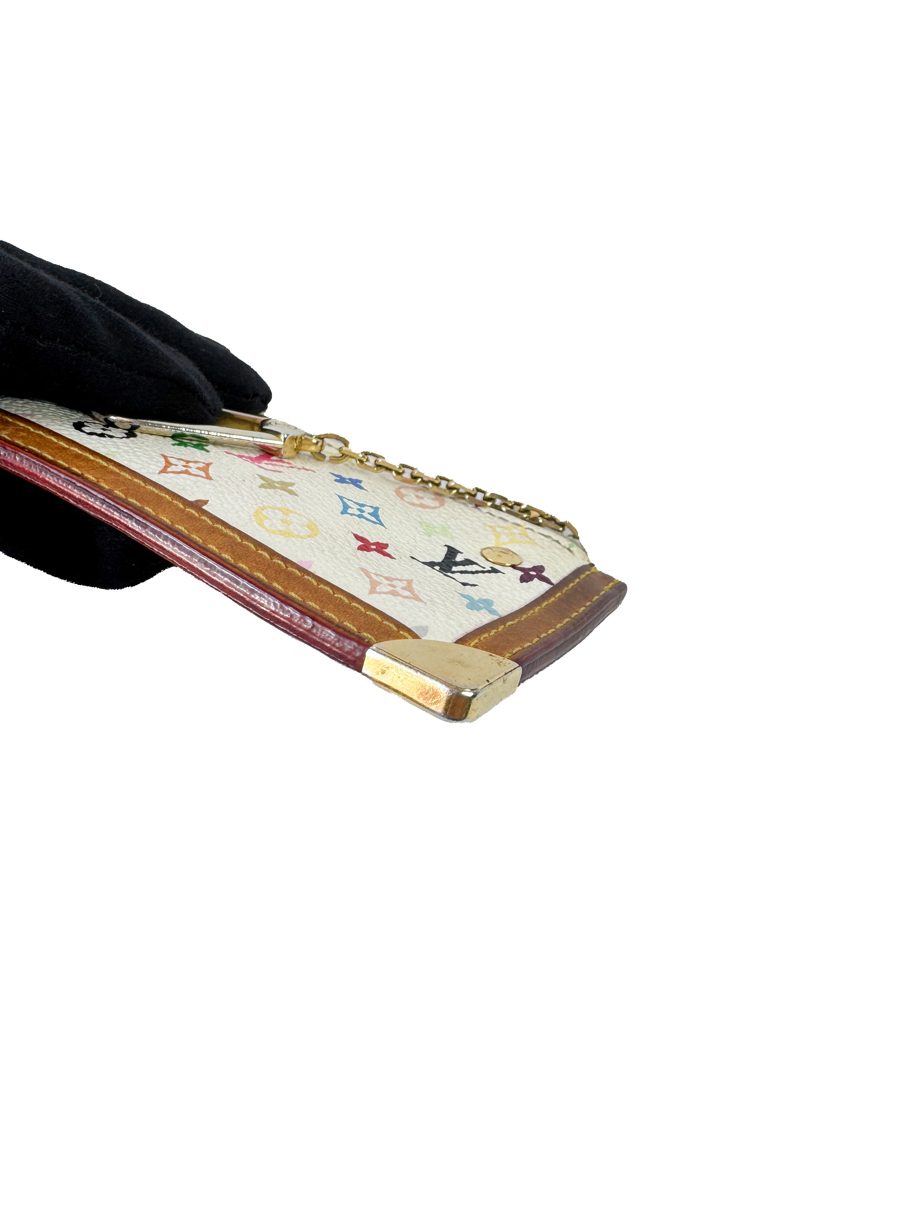 Louis Vuitton monogram white multicolor Murakami Takashi key pouch CA0043