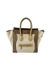 Celine brown leather linen mini Luggage tote S-MM-0113
