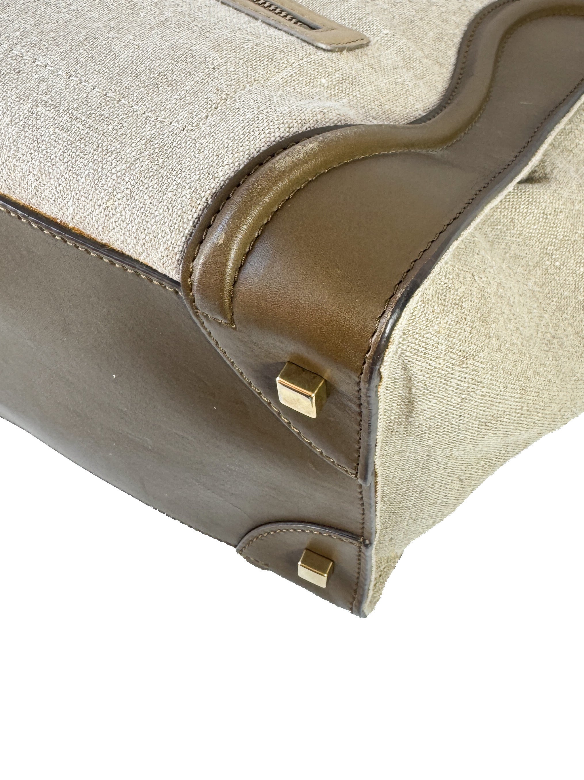 Celine brown leather linen mini Luggage tote S-MM-0113