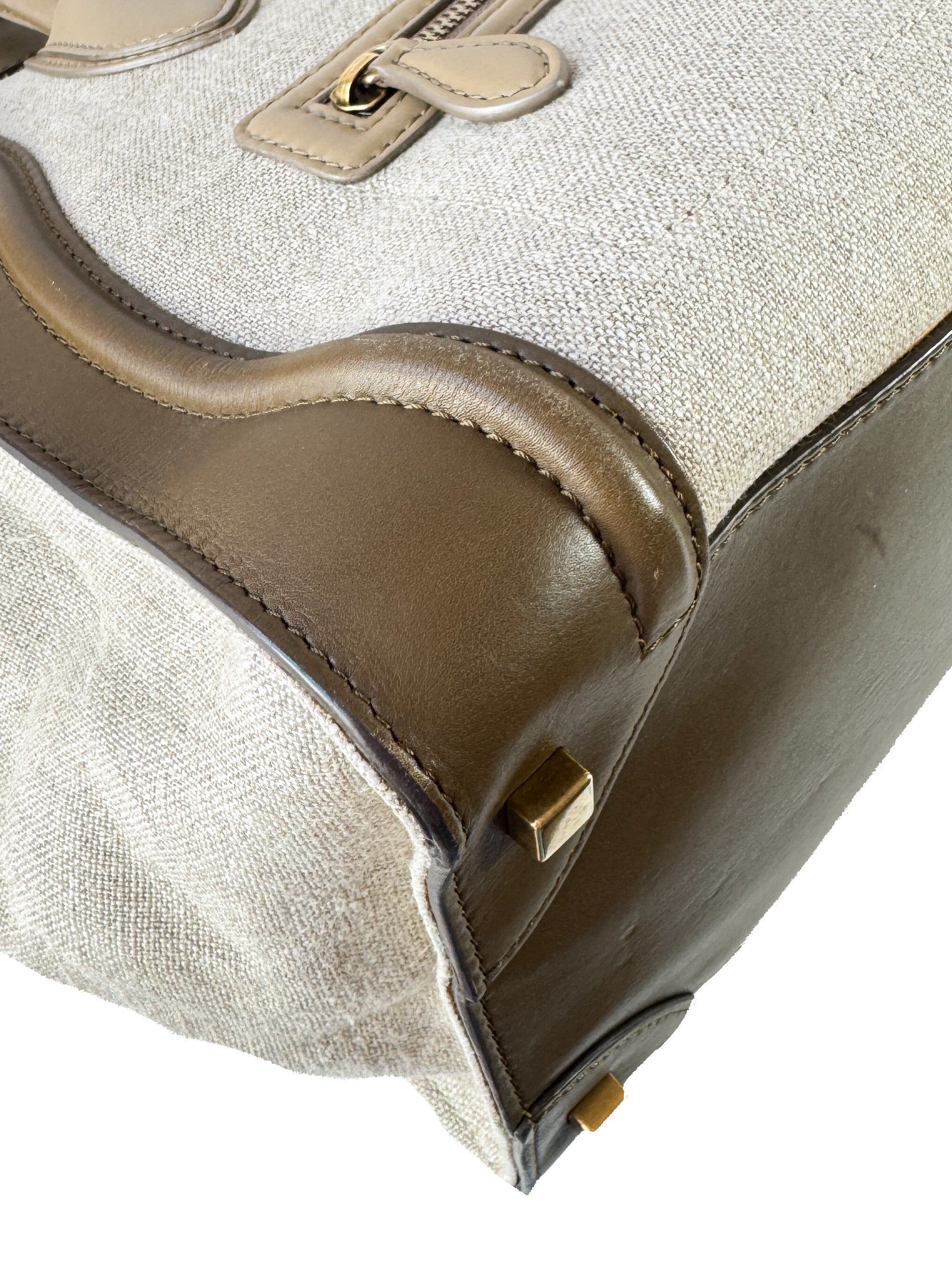 Celine brown leather linen mini Luggage tote S-MM-0113