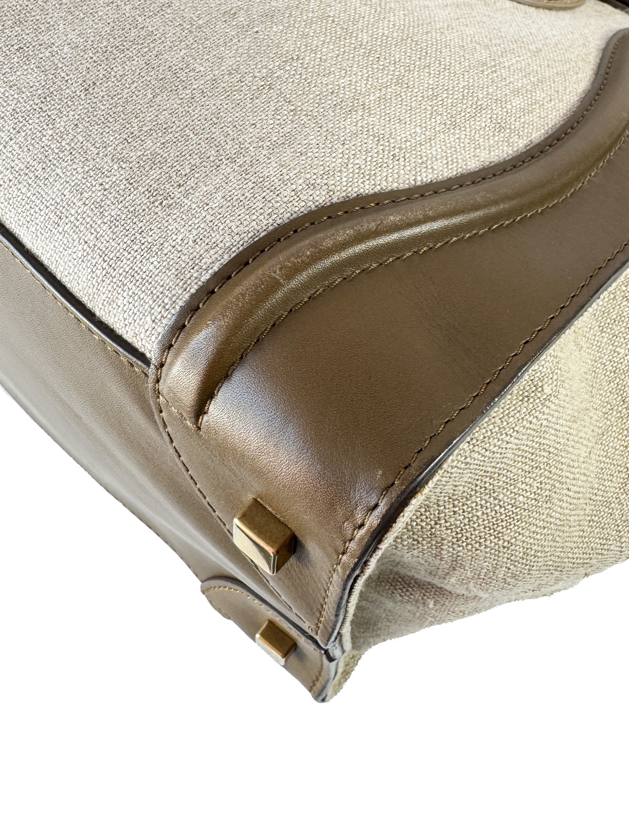 Celine brown leather linen mini Luggage tote S-MM-0113