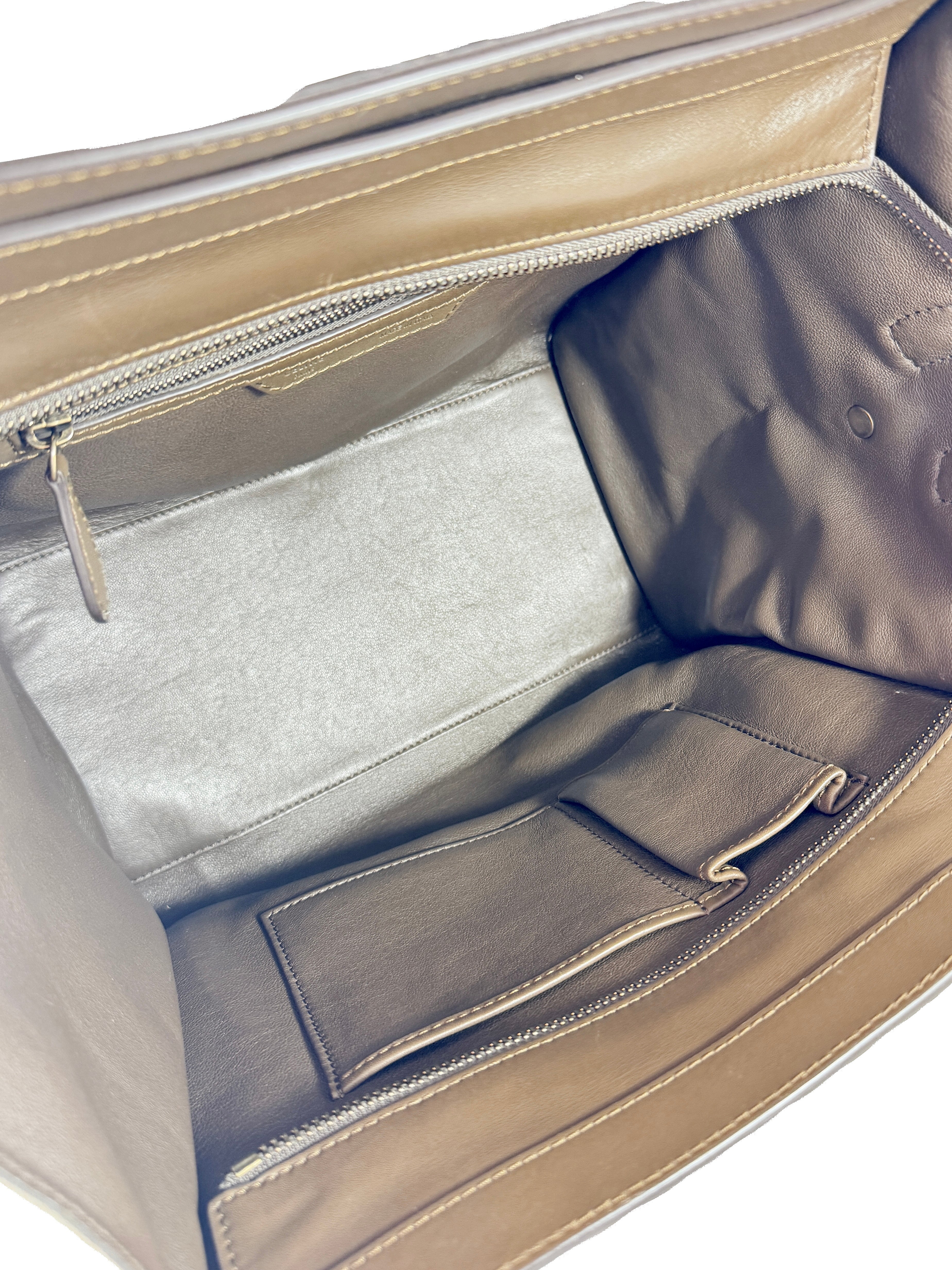 Celine brown leather linen mini Luggage tote S-MM-0113