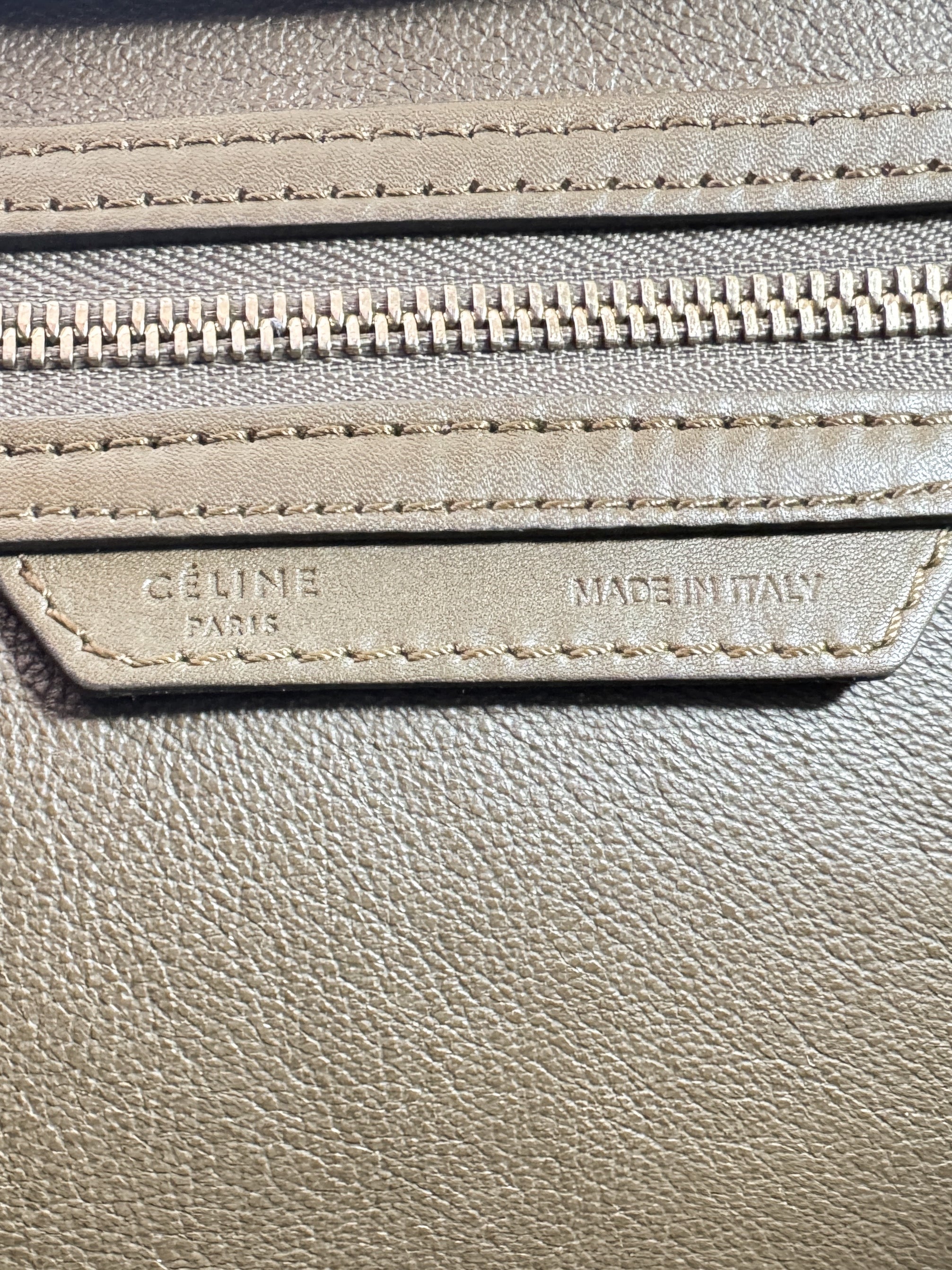 Celine brown leather linen mini Luggage tote S-MM-0113