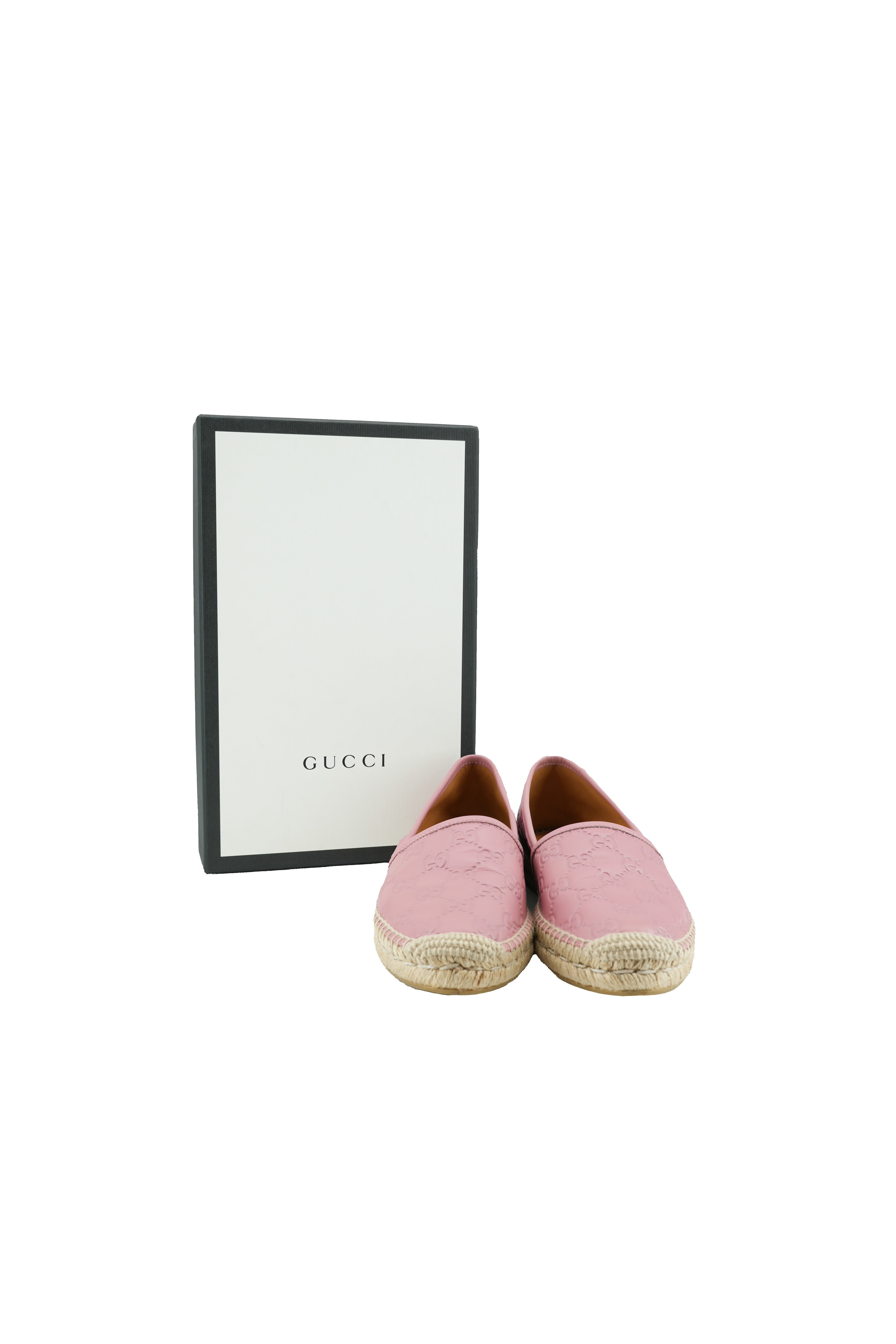 Gucci GG signature pink leather espadrilles 38.5