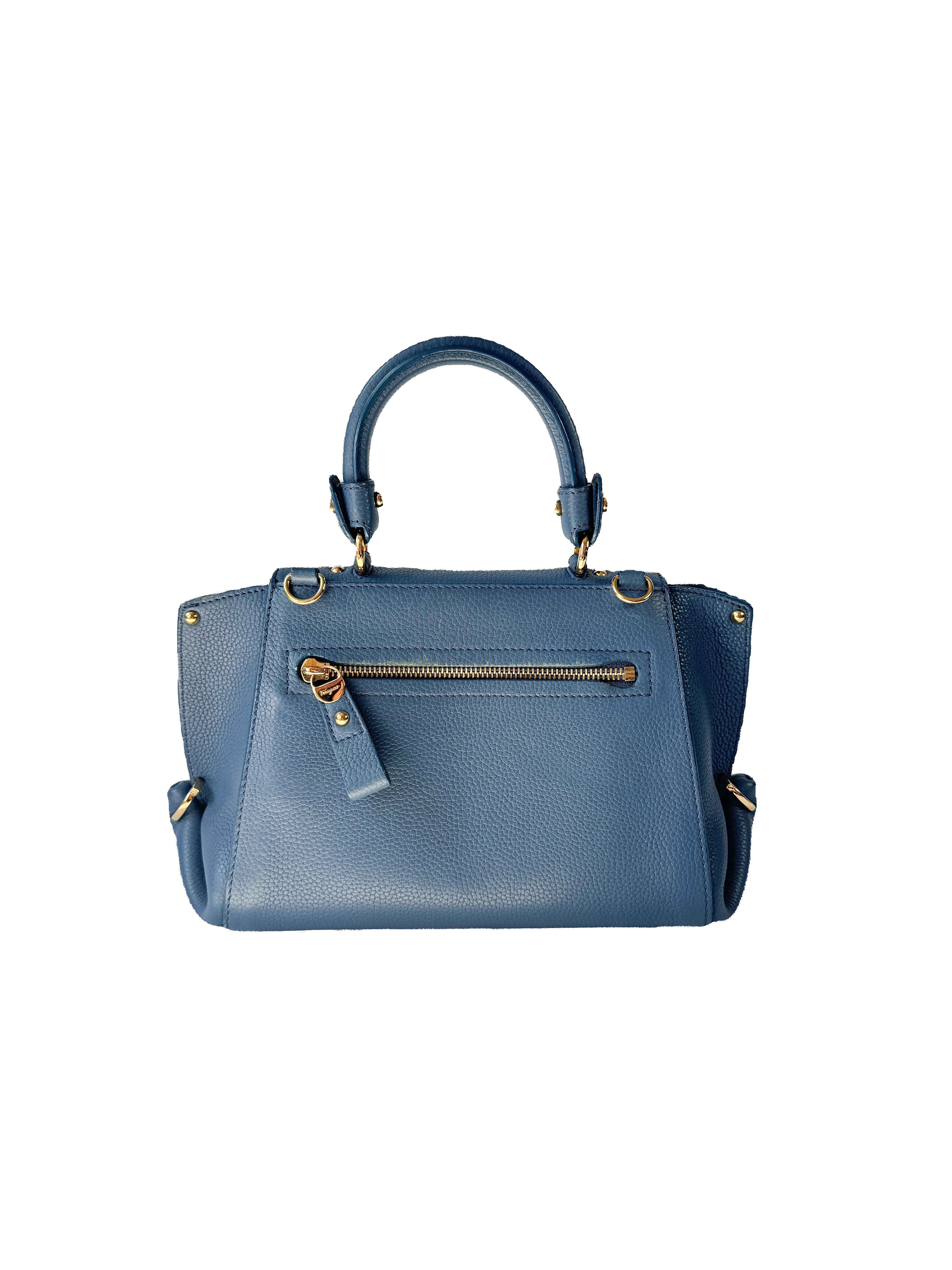 Salvatore Ferragamo blue grained calfskin small Sofia satchel  FZ-21 F626