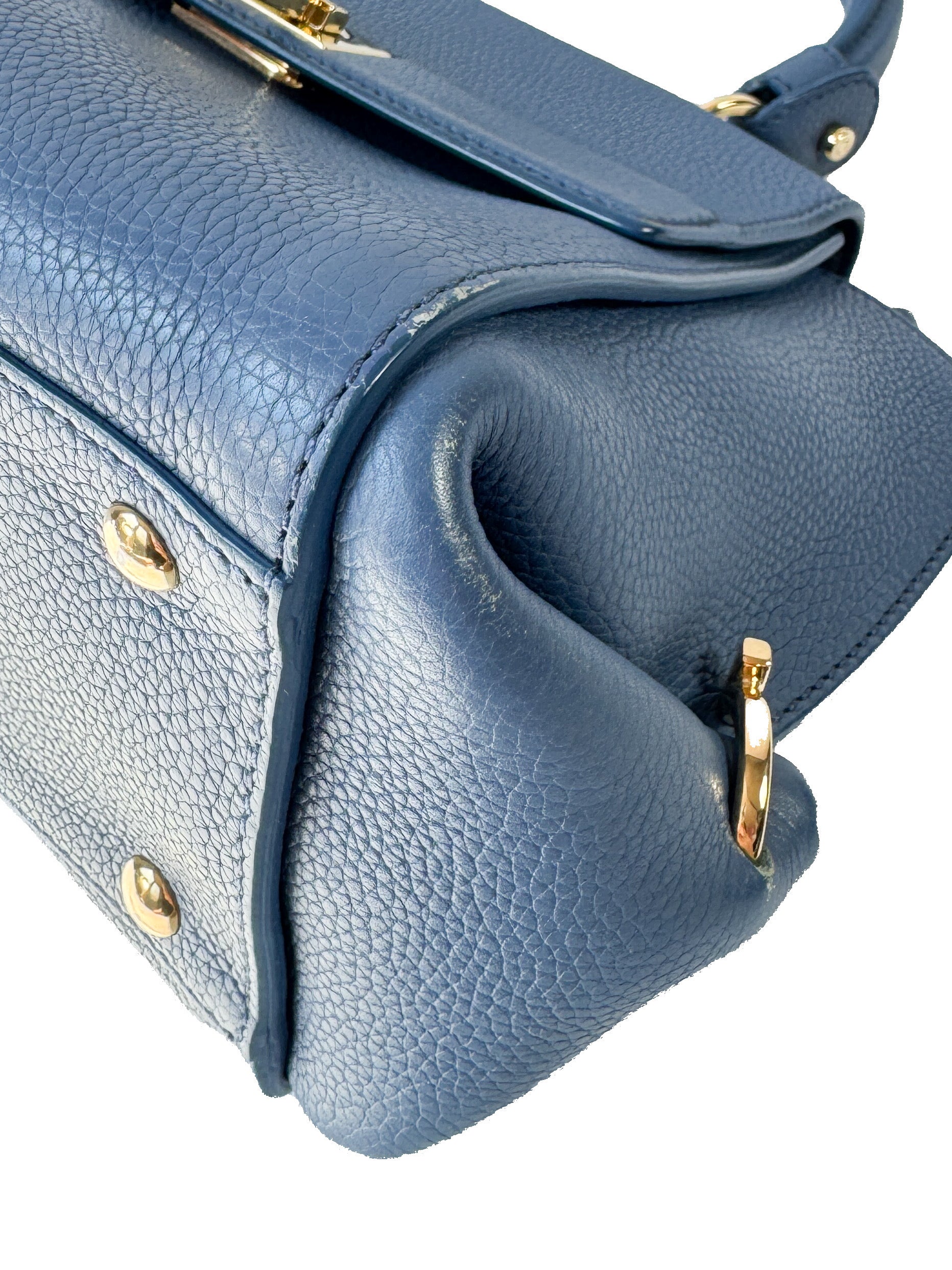 Salvatore Ferragamo blue grained calfskin small Sofia satchel  FZ-21 F626