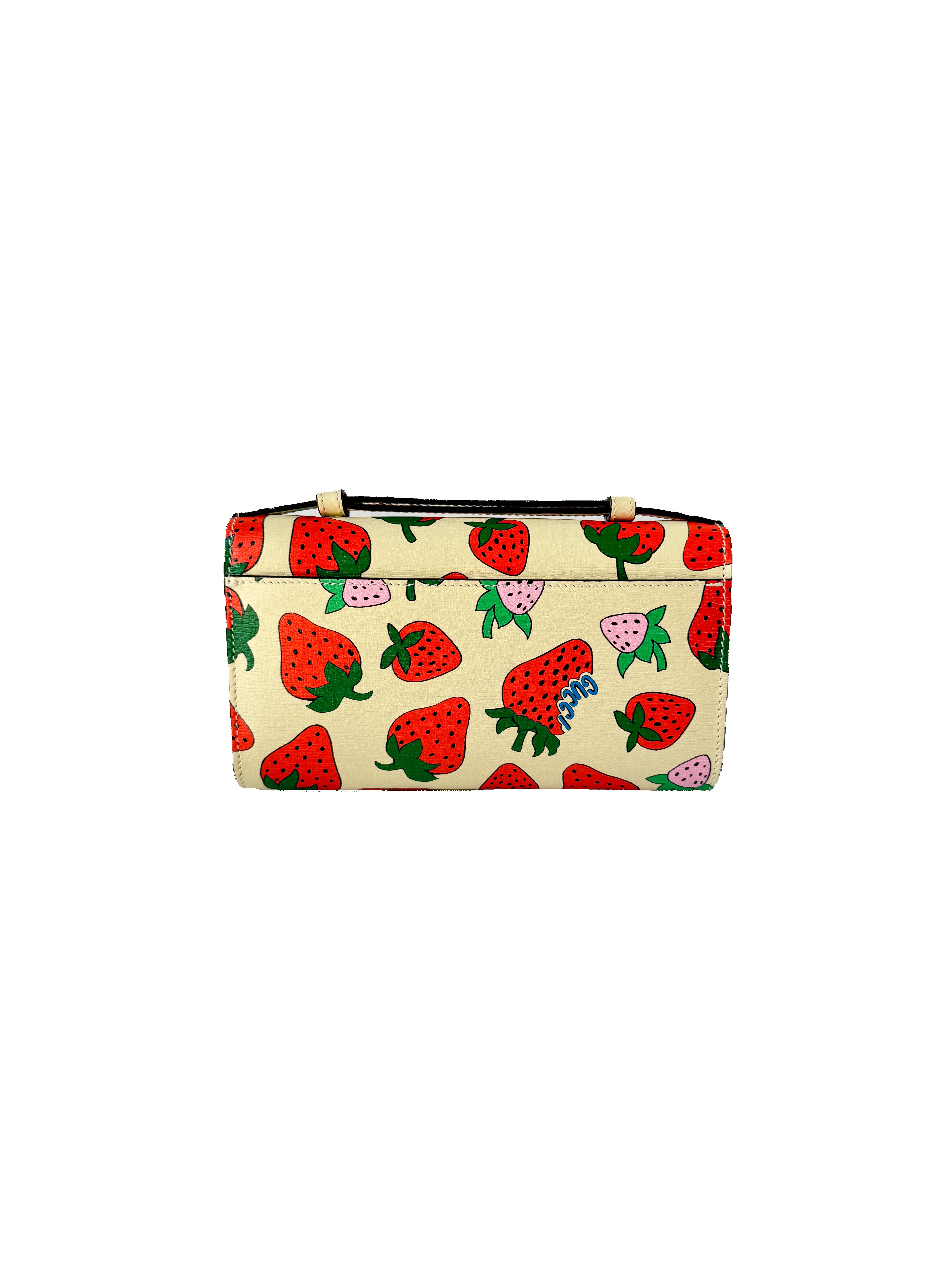 Gucci Calfskin Strawberry Print Mini Zumi Shoulder Bag 564718486628