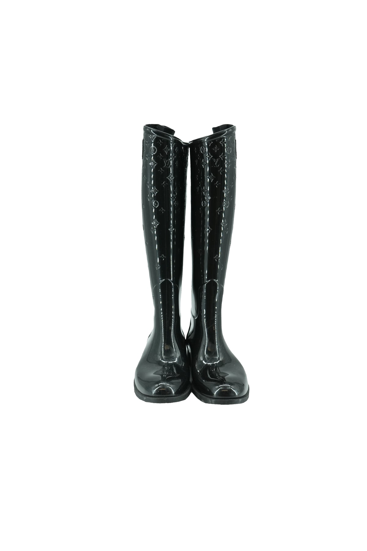 Louis Vuitton monogram black rain boots size 38