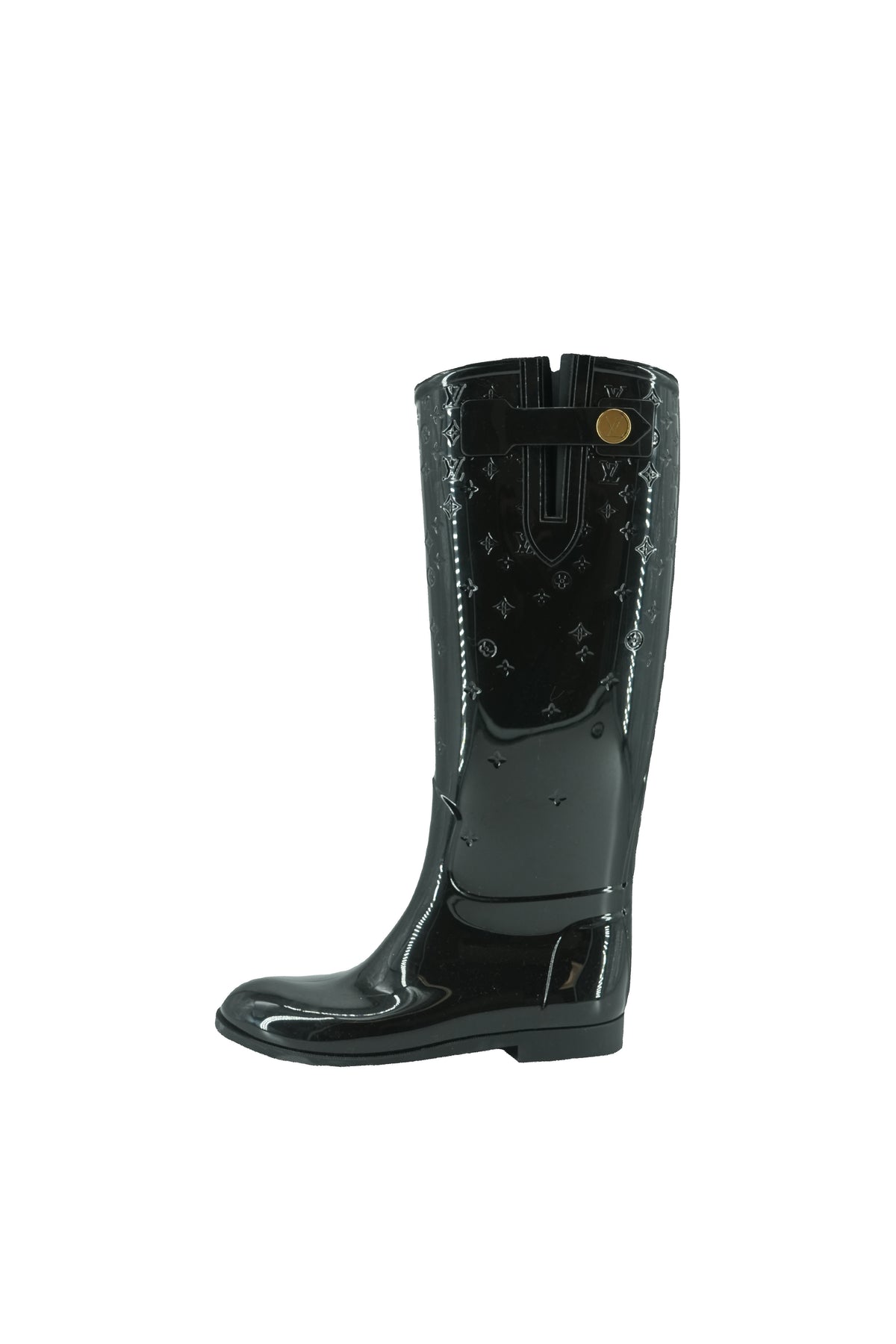 Louis Vuitton monogram black rain boots size 38