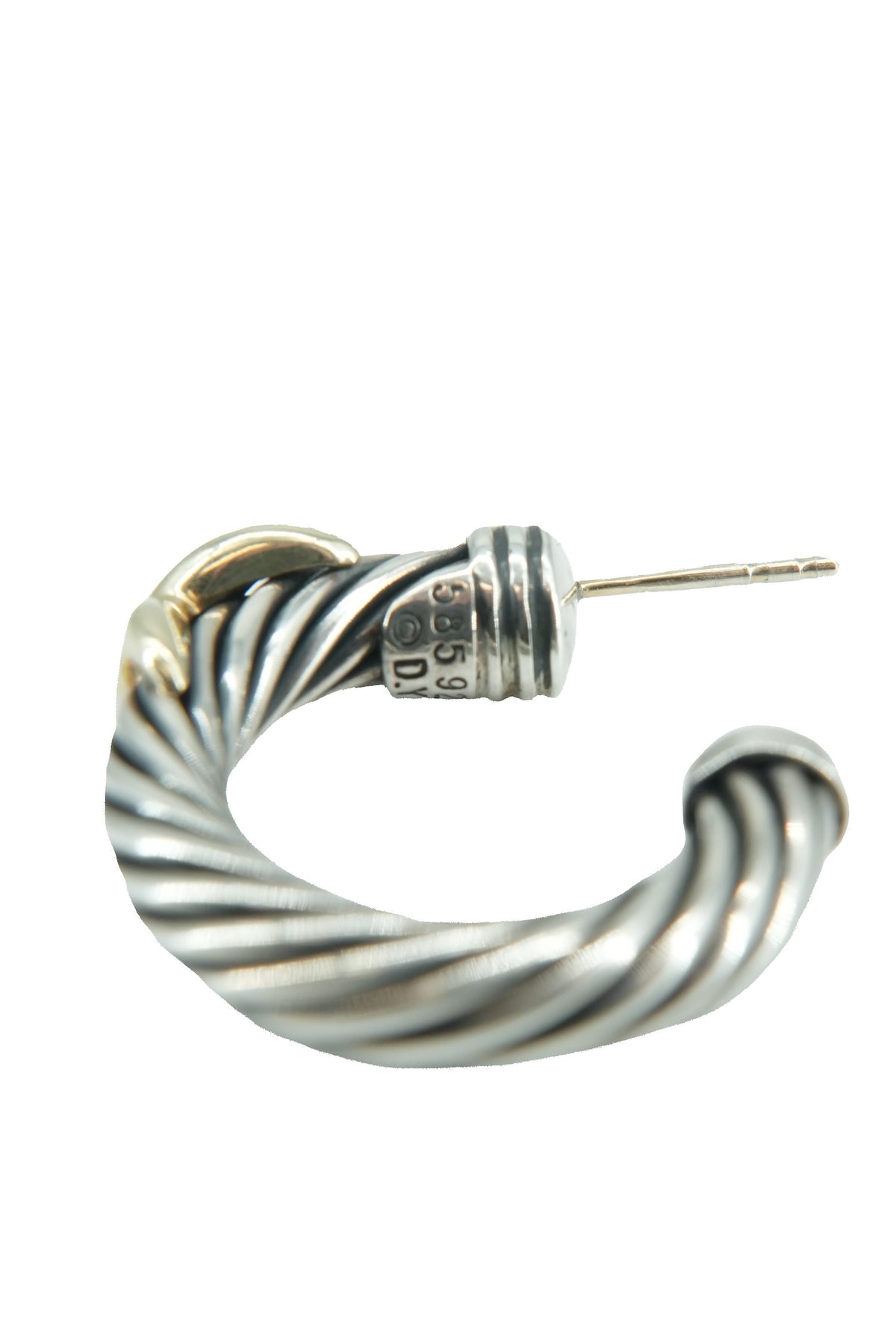 David Yurman sterling silver, gold sterling silver X hoop earrings