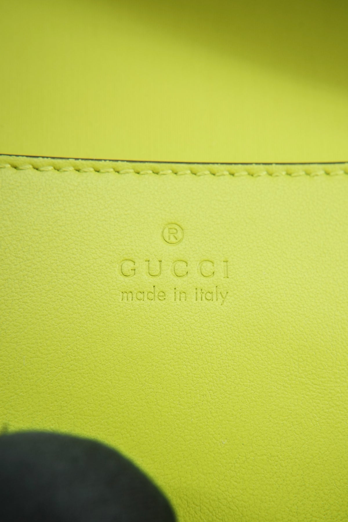 Gucci lime green rubber leather belt bag 486628