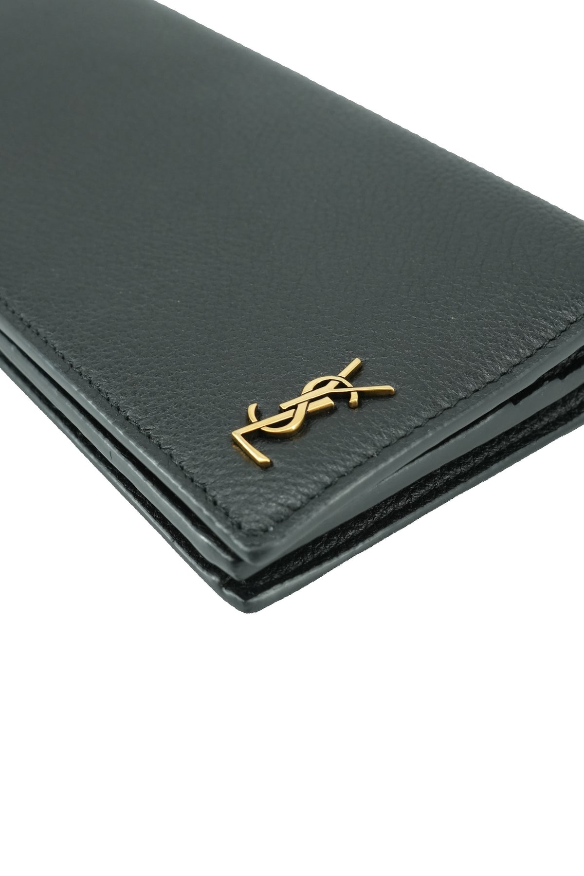 Saint Laurent black Tiny Cassandre flat wallet