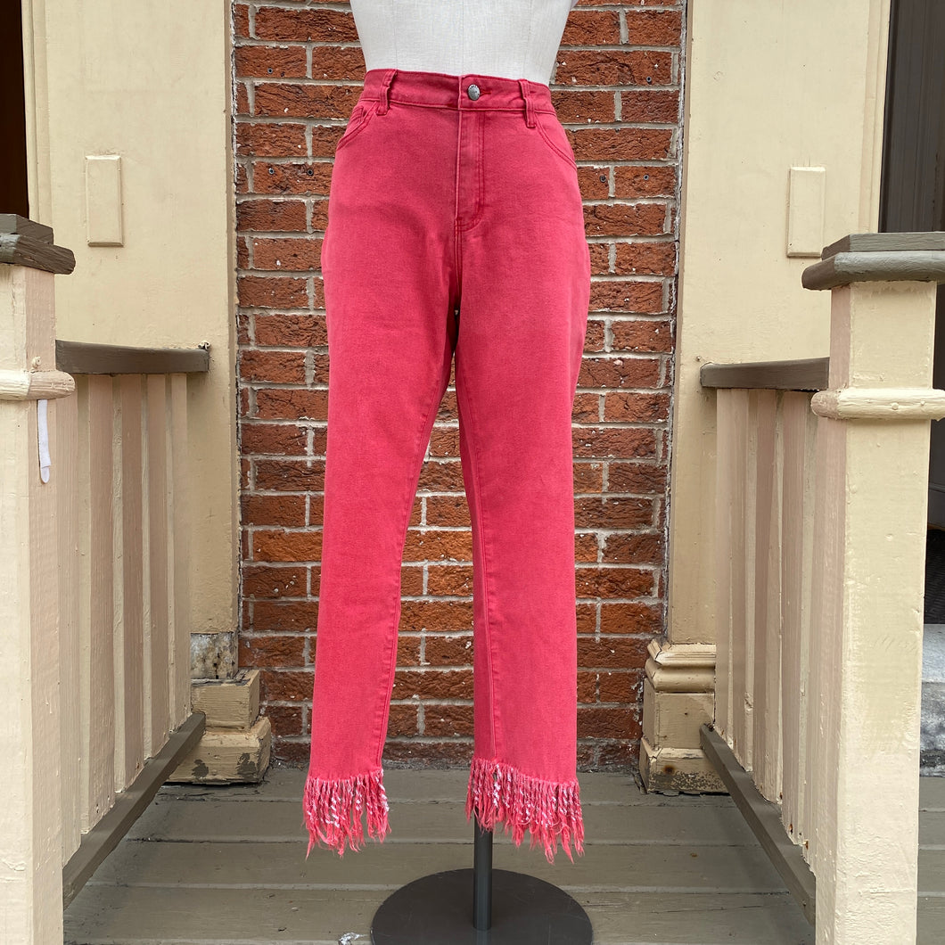 AZI hot pink fringe jeans size 12
