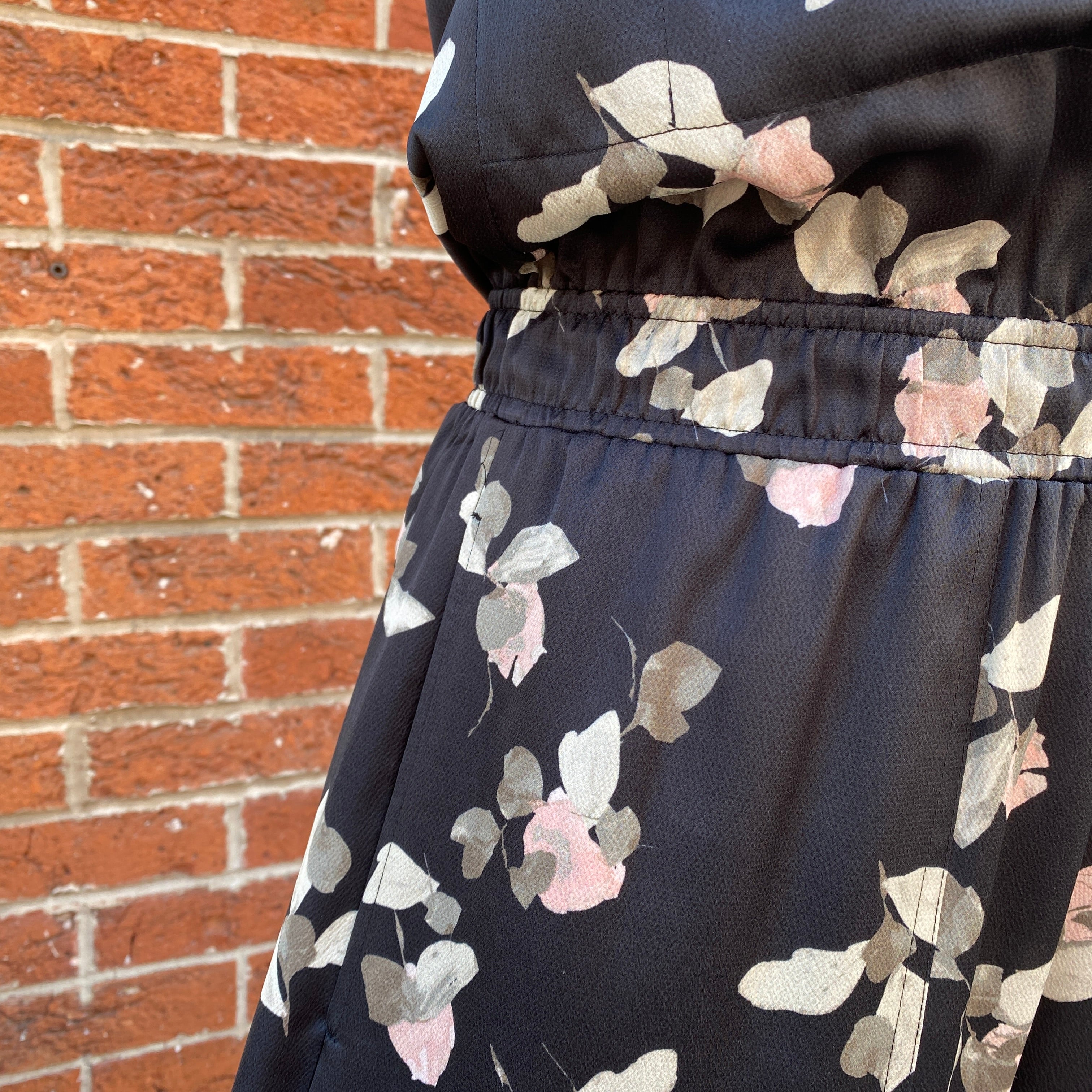 Vince black pink gray floral jumpsuit size XS