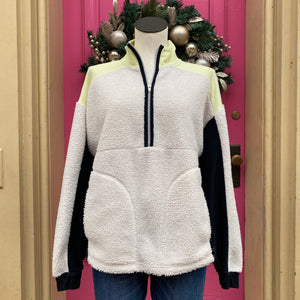 Sanctuary white fleece half-zip up pullover size Small