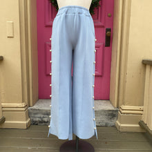 Joh. blue pearl embellished pants size Medium