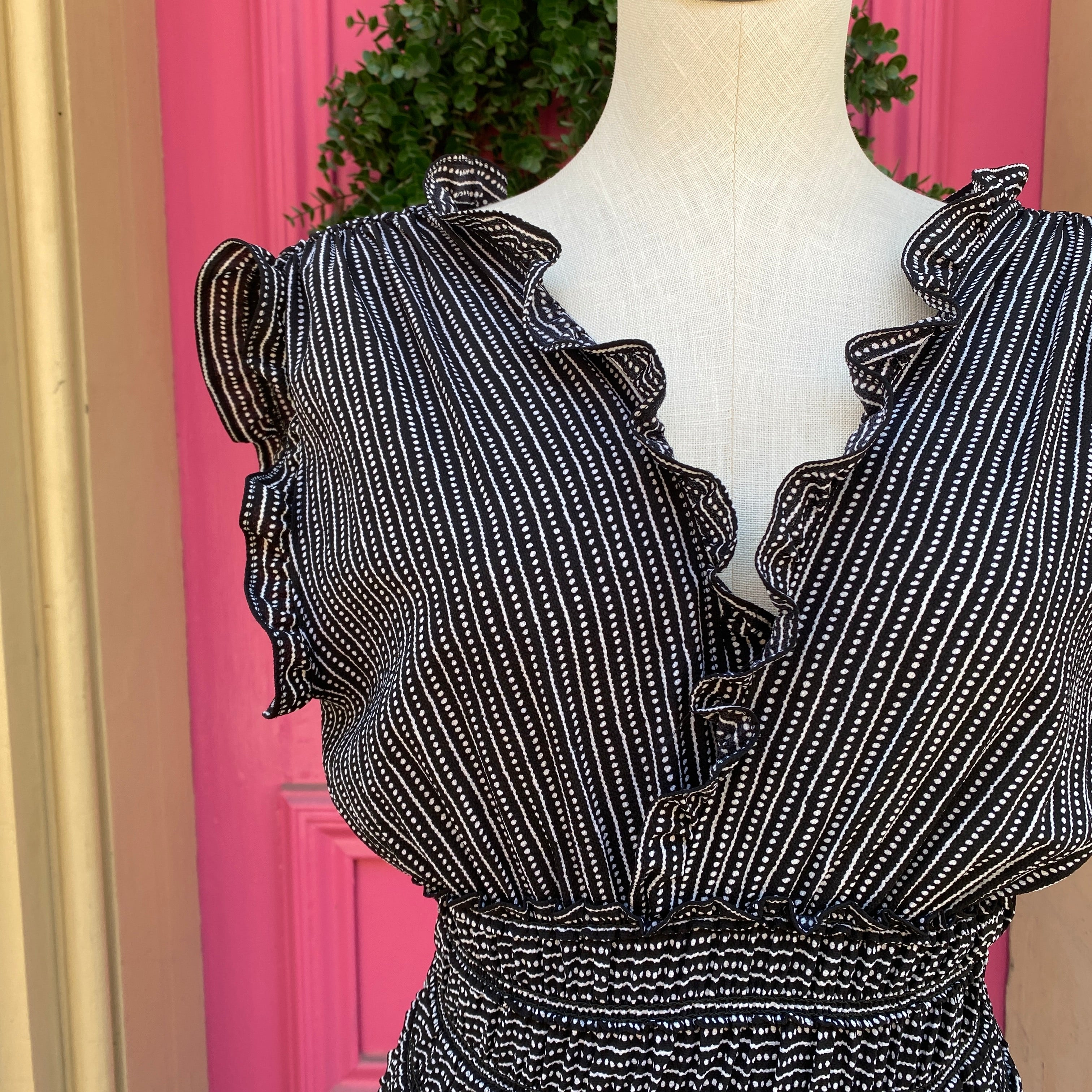 Max Studio black white print jumpsuit size Small