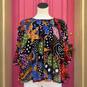 Farm Rio black jellyfish print top size Medium