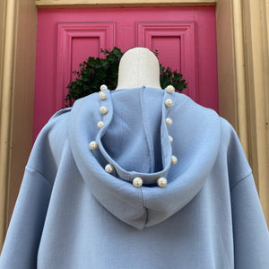 Joh. blue pearl embellished pullover size Large