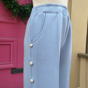 Joh. blue pearl embellished pants size Medium