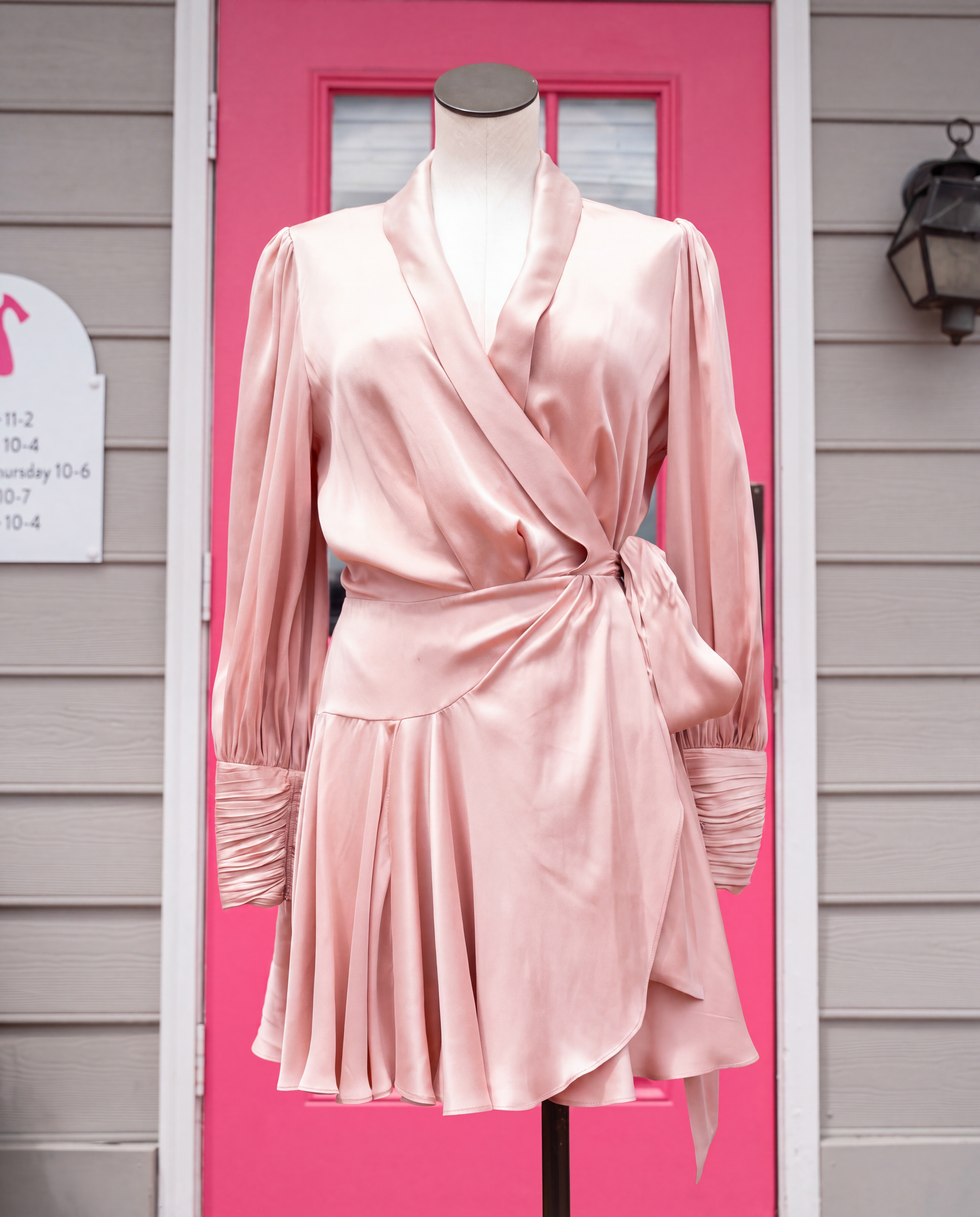 Zimmermann pink silk wrap long sleeve mini dress size 6