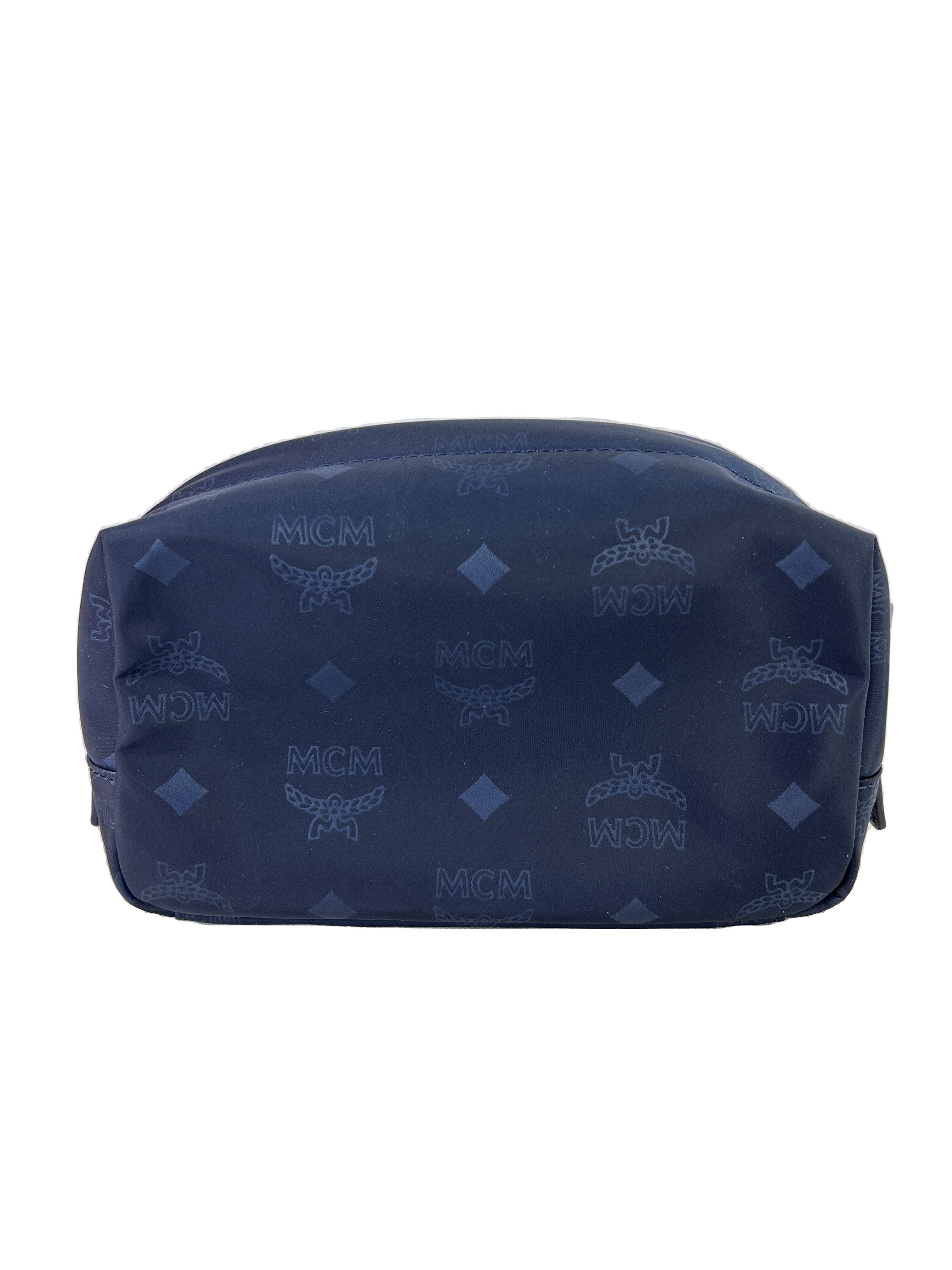 MCM navy nylon zip pouch NWT