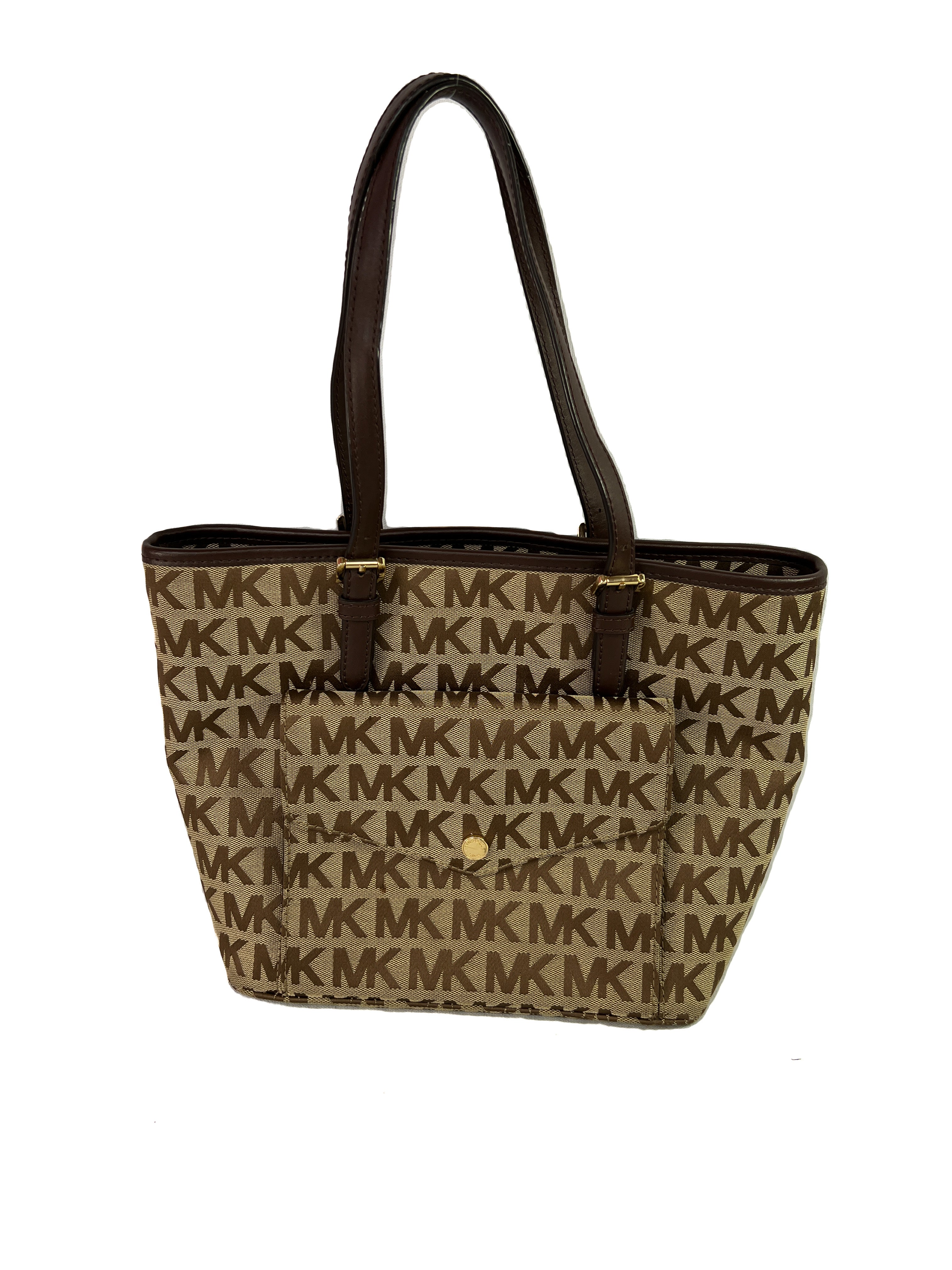 Michael Kors brown signature jet set front pocket tote