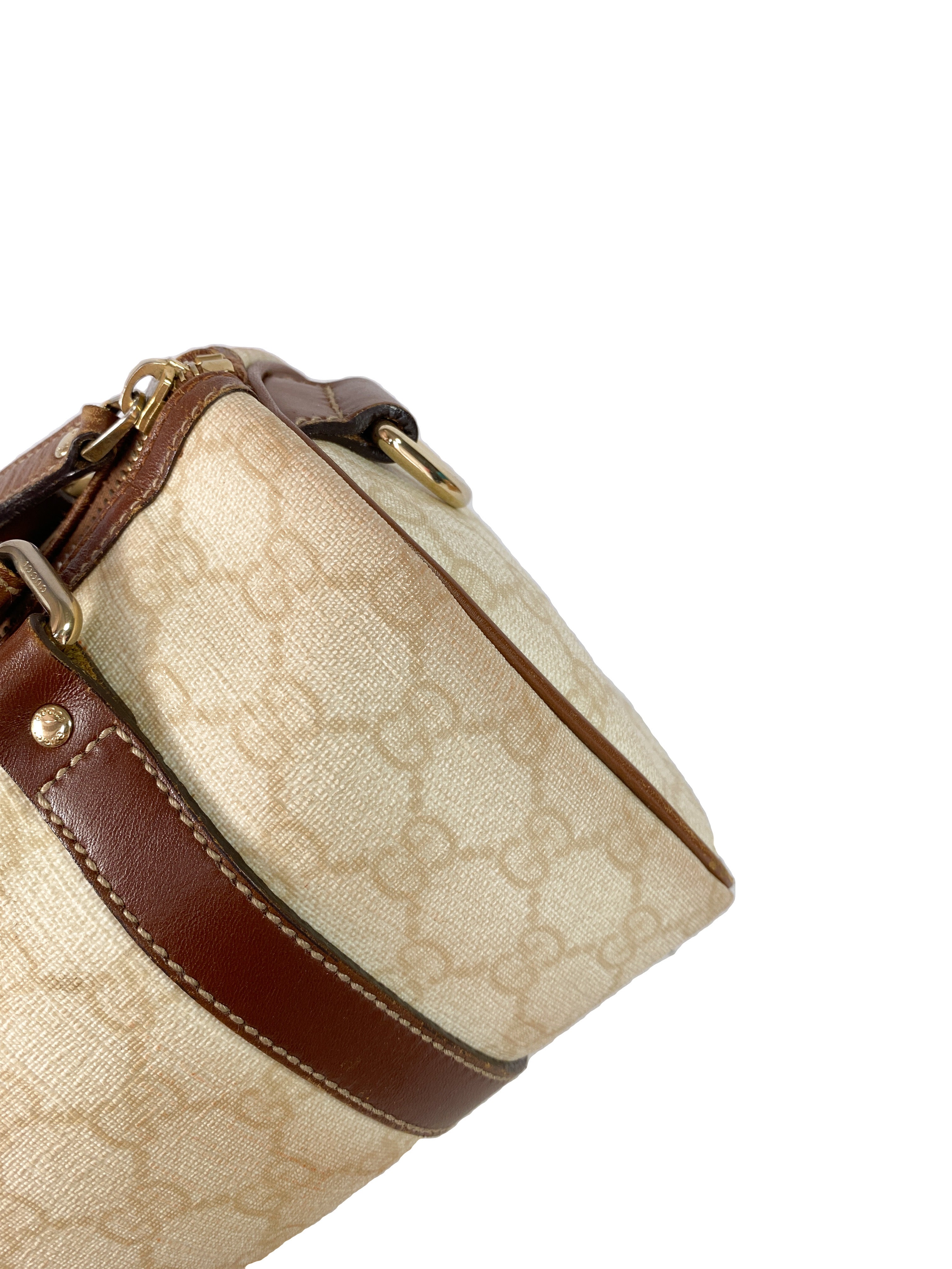 Gucci cream and brown signature satchel