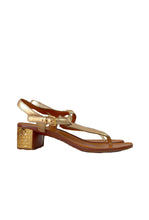 Tory Burch gold metallic leather heeled sandals size 9