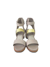Sorel gray and green leather heeled sandals size 10 NEW