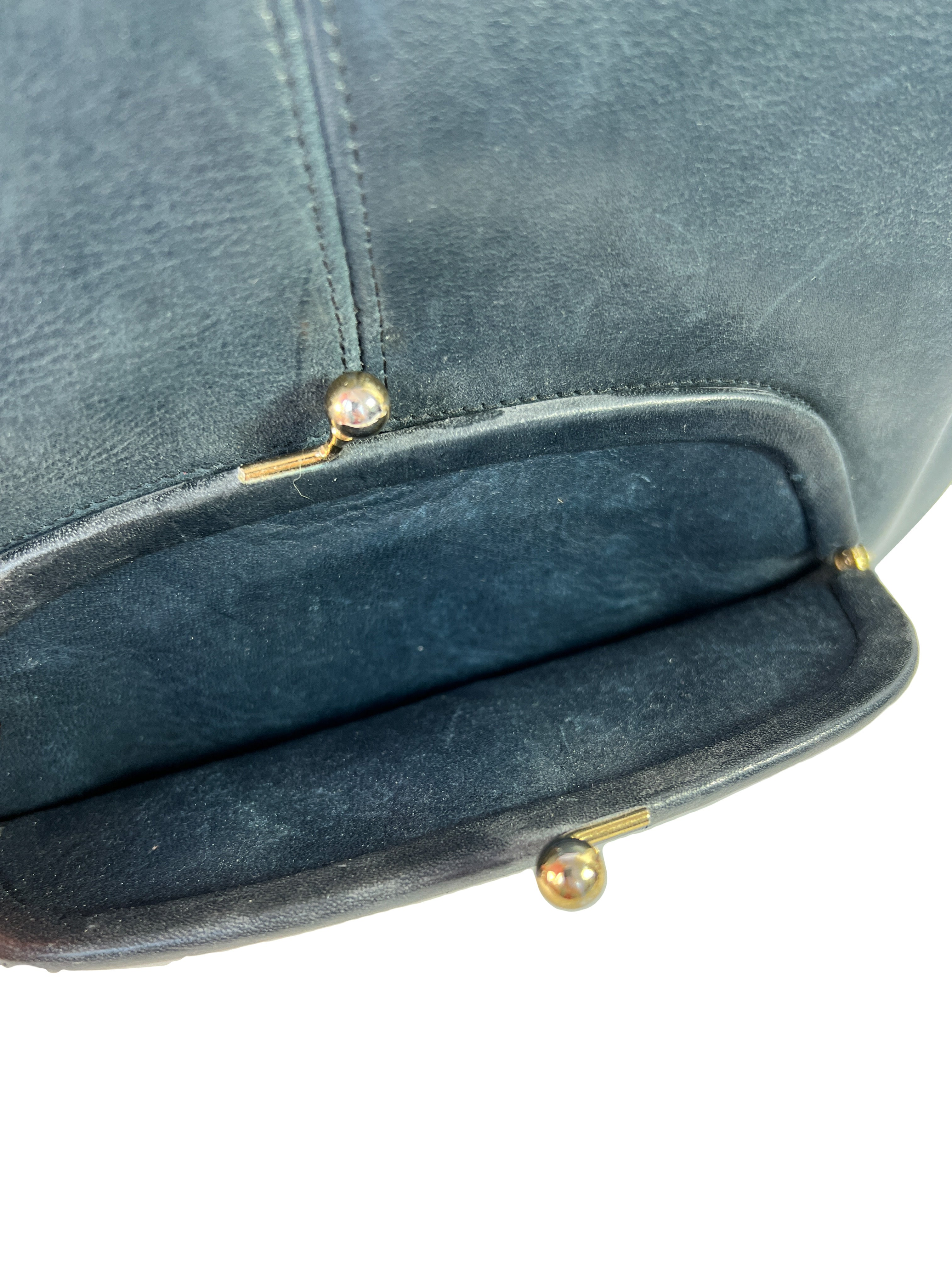 Coach vintage navy leather skinny tote