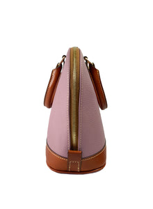 Dooney & Bourke purple and brown leather domed satchel