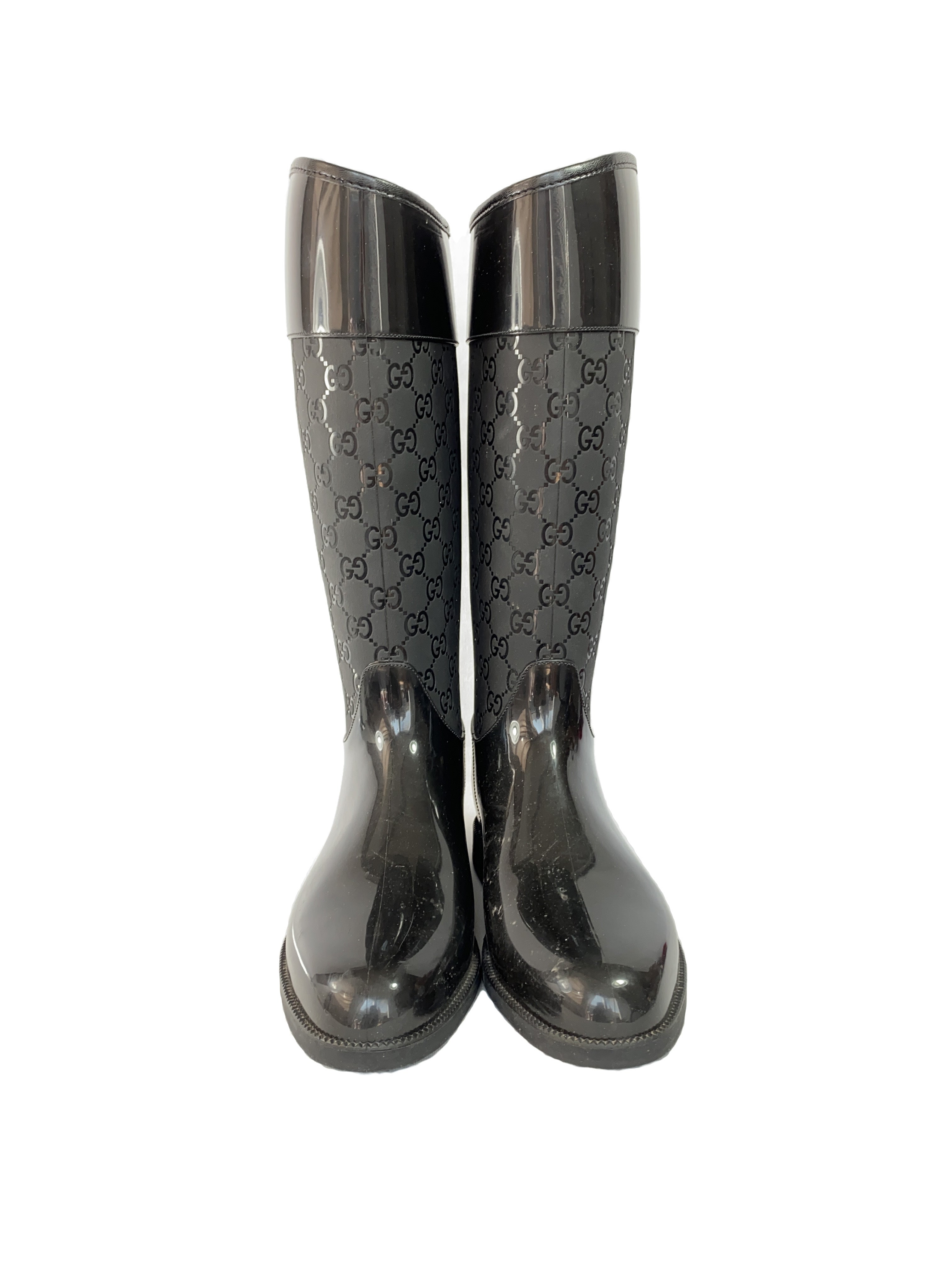 Gucci black signature rain boots size 38