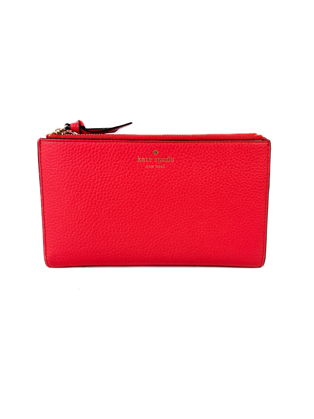 Kate Spade bright pink leather double zip wallet