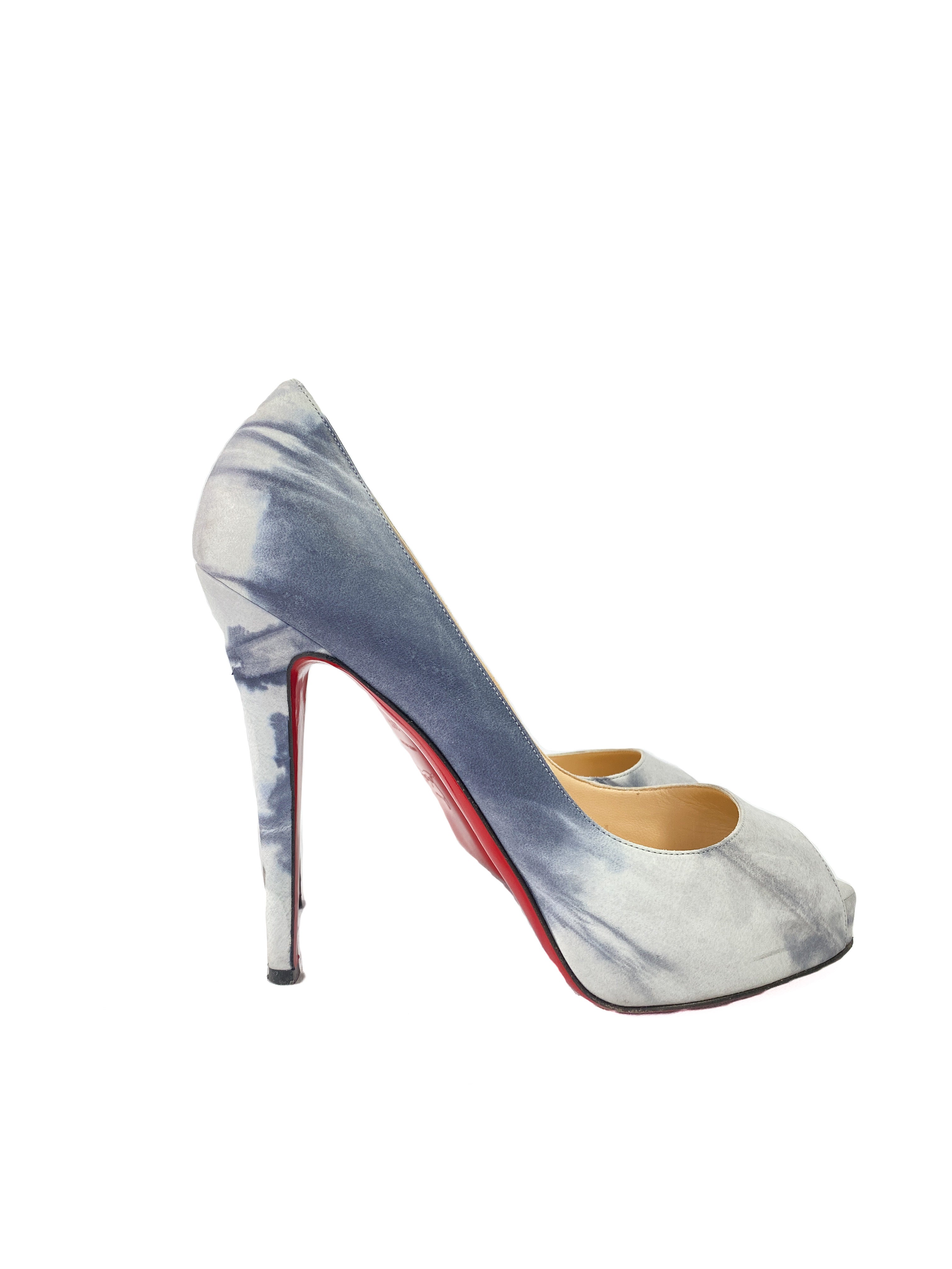 Christian Louboutin blue white tie dye very prive 120 pumps size 39.5