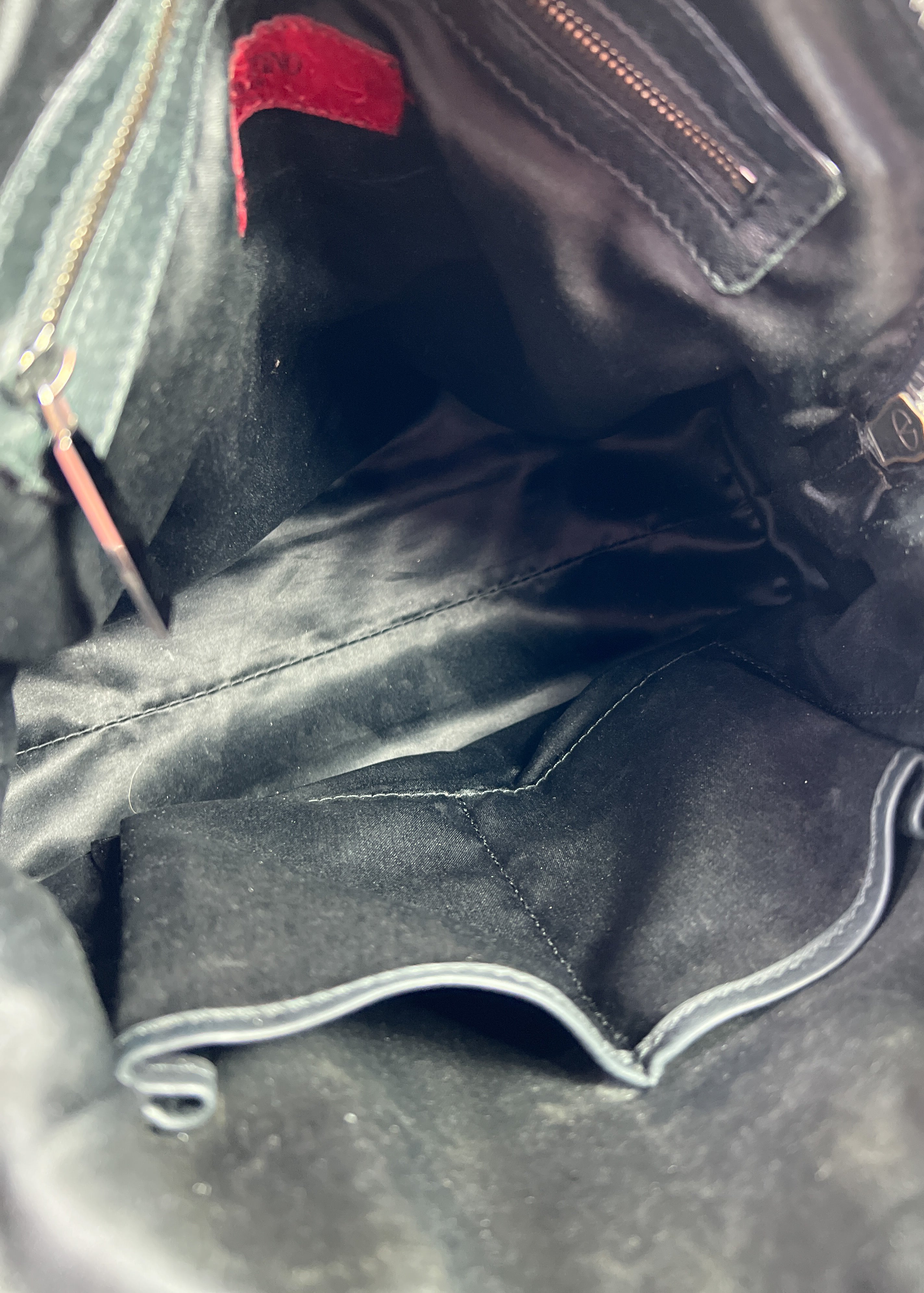 Valentino Garavani black floral leather pleated satchel