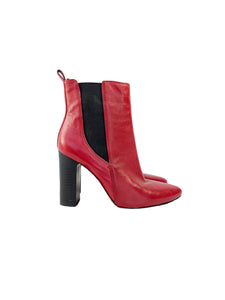 Vince Camuto red leather heeled ankle boots size 8 NEW