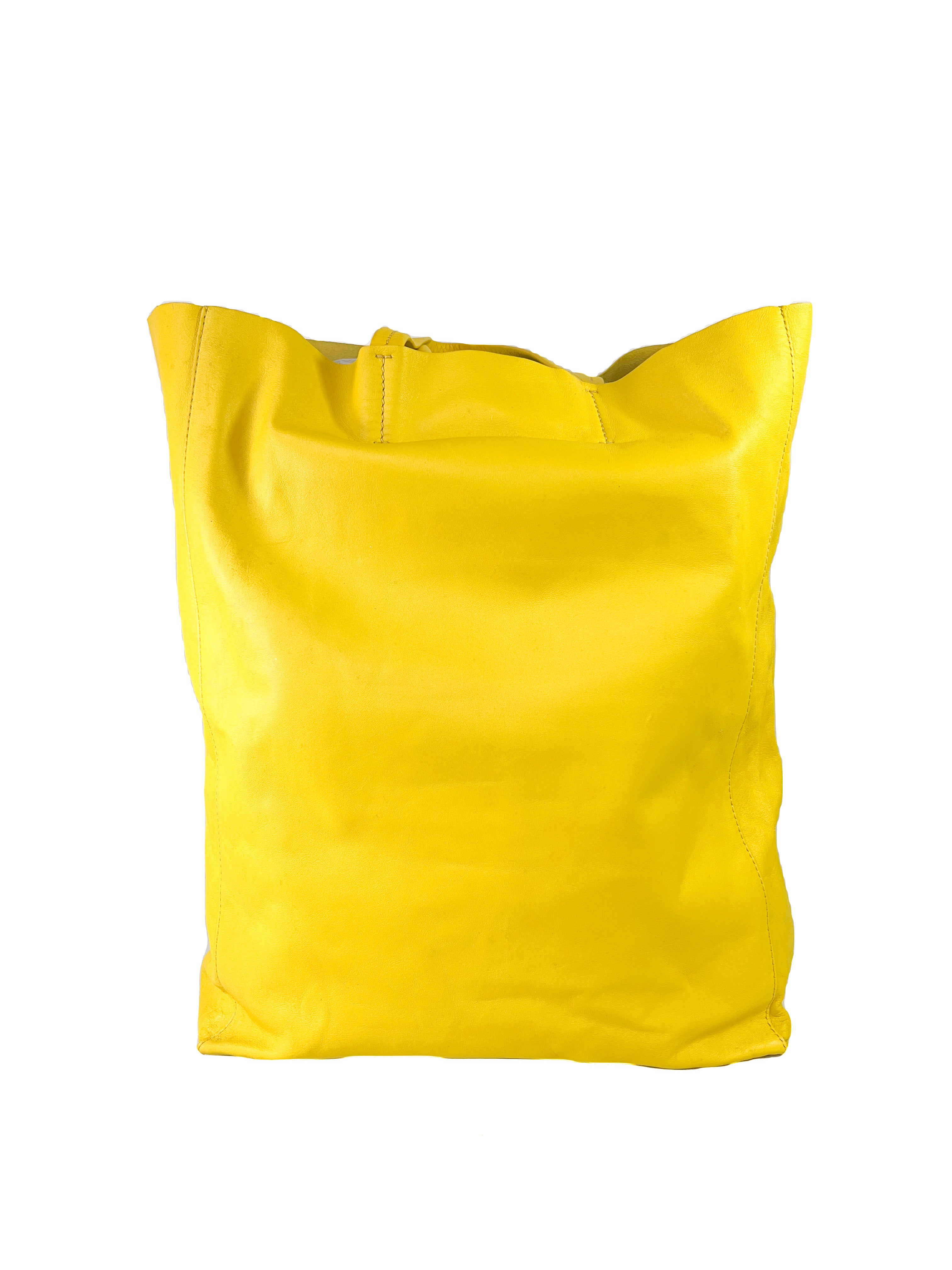 Celine yellow leather vertical Cabas tote