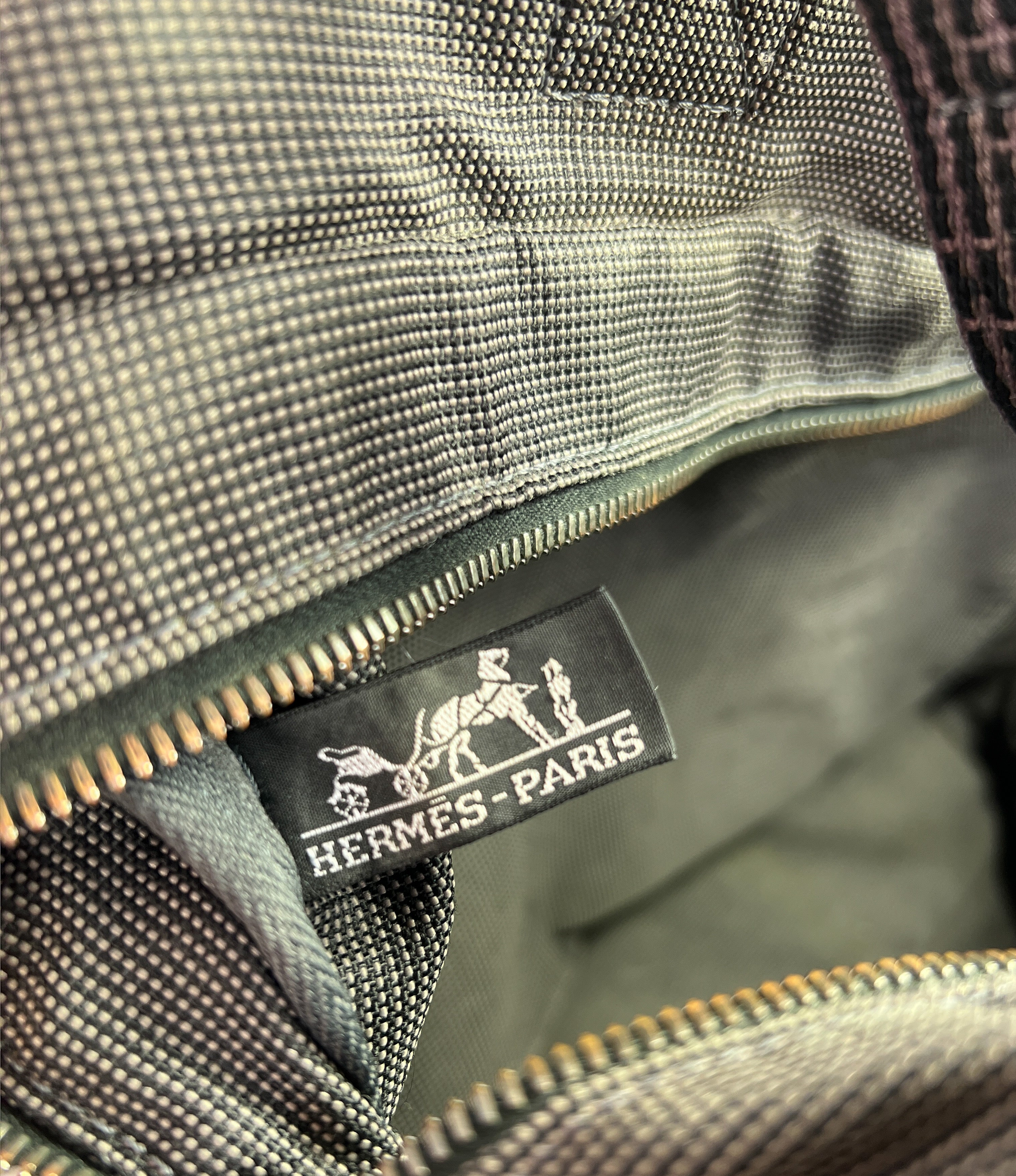 Hermes her line MM gray canvas tote