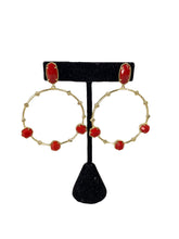 Kendra Scott red and gold tone hoop earrings
