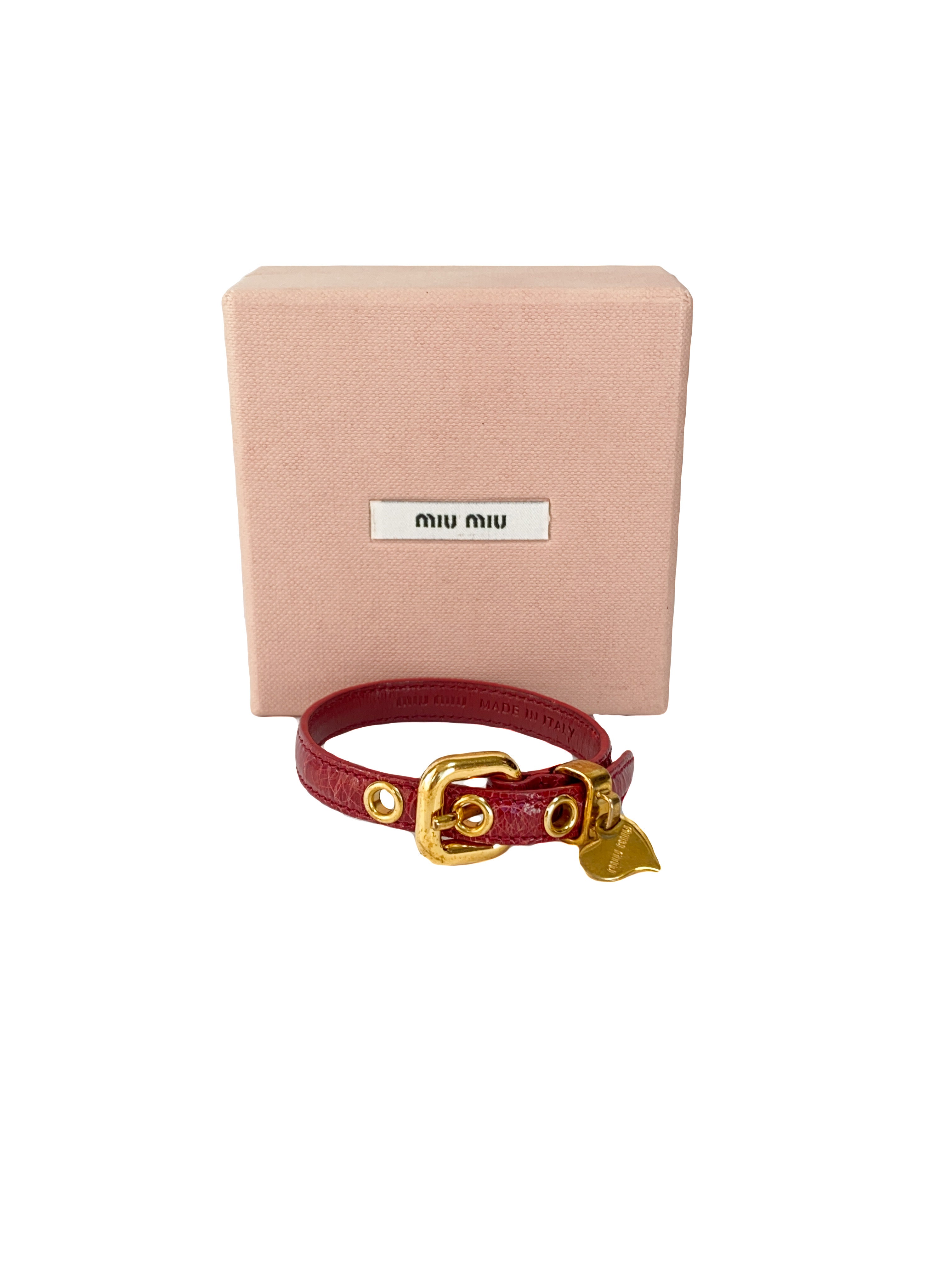 Miu Miu red croc embossed leather bracelet