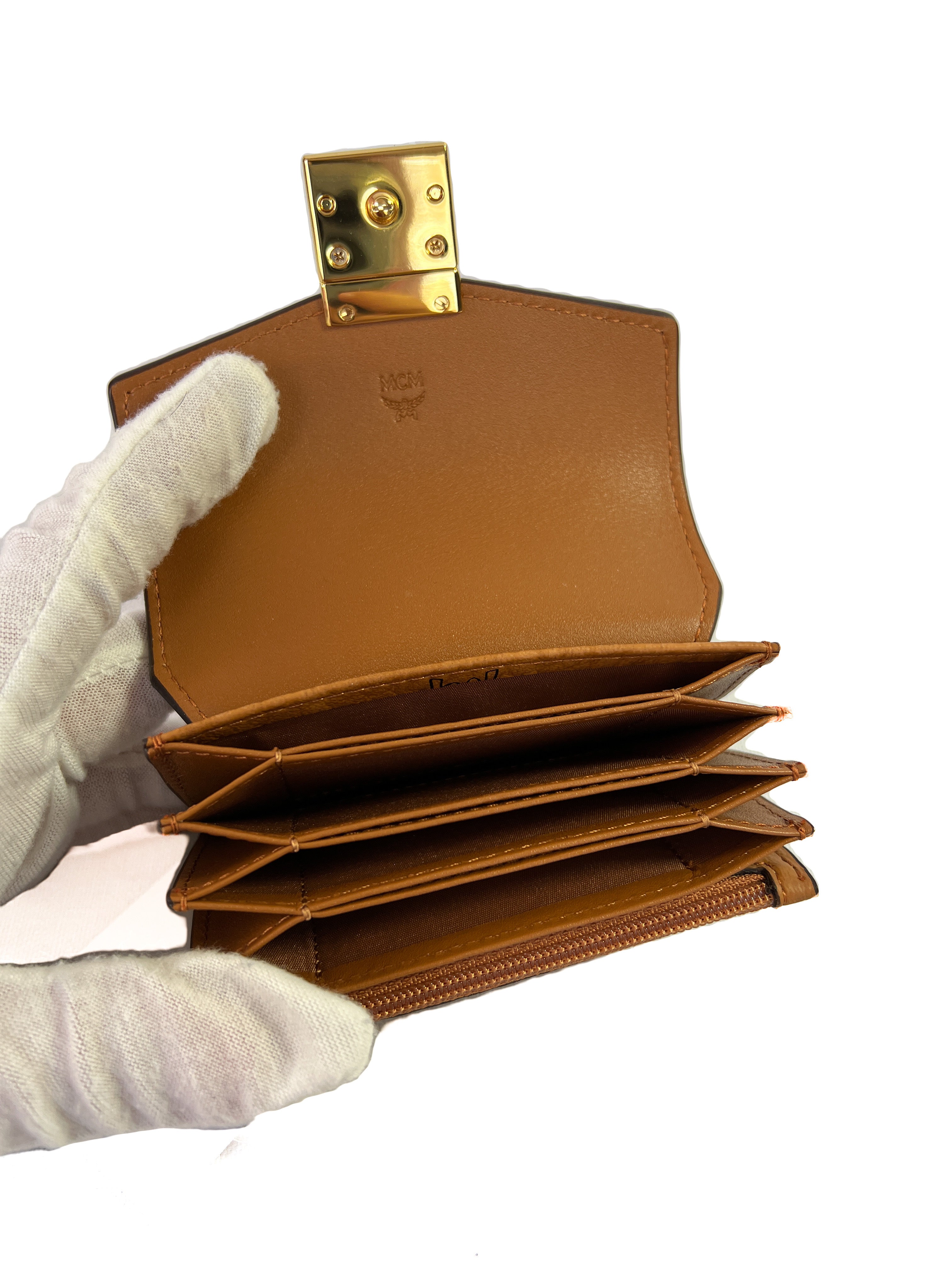 MCM brown visetos Tracy accordion card holder