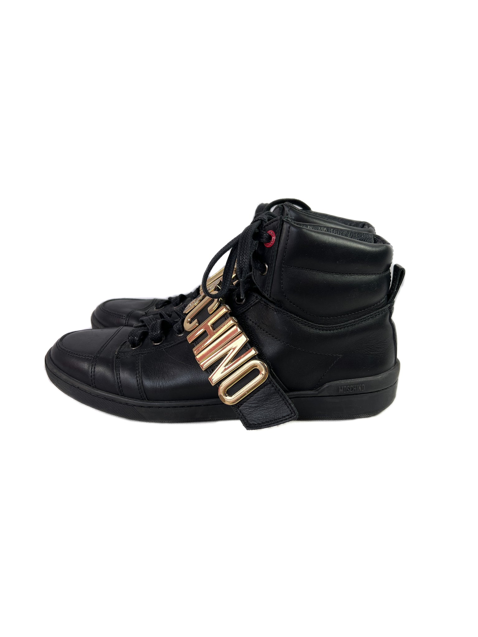Moschino black leather high top sneakers size 40 – My Girlfriend's Wardrobe  LLC
